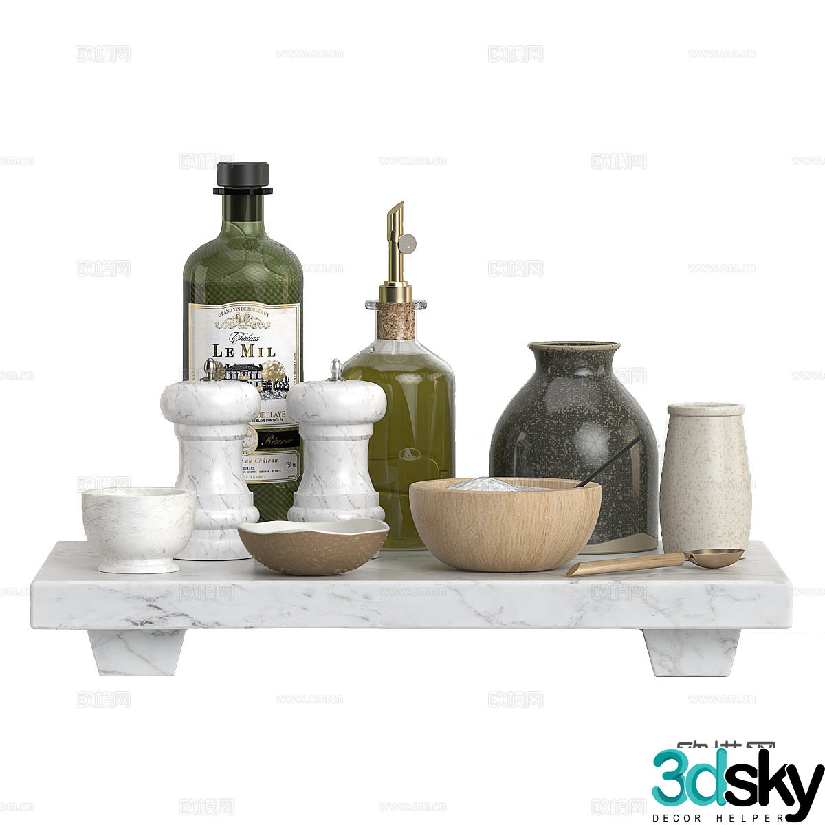 Modern cream style kitchen supplies 3d model
