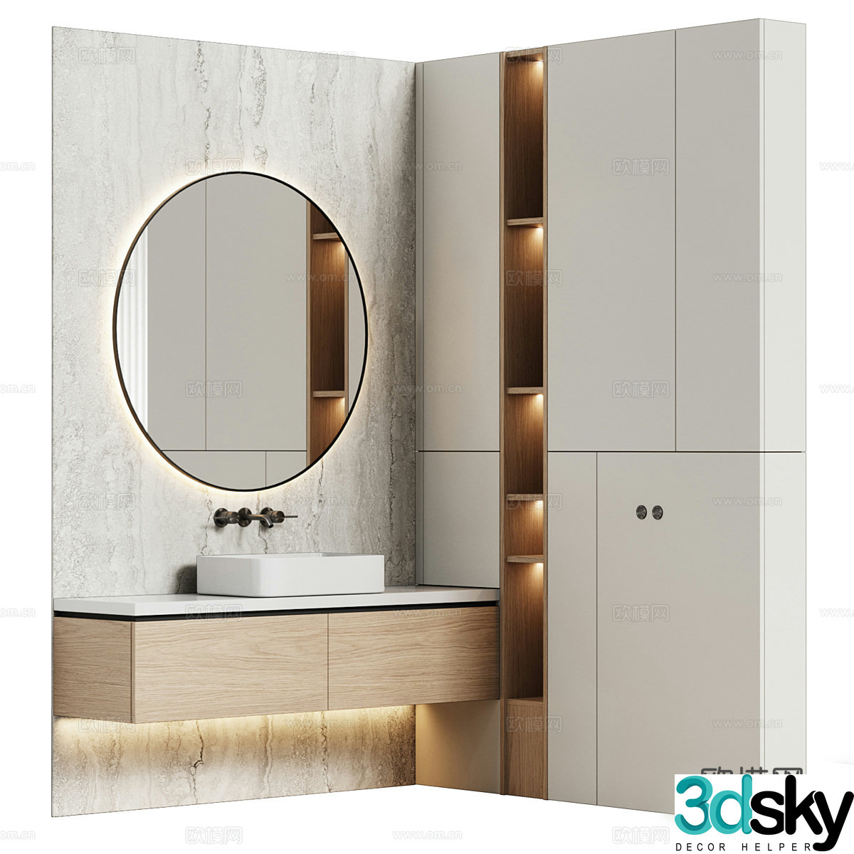 Bathroom furniture 06 modular modern minimalist style 3d model
