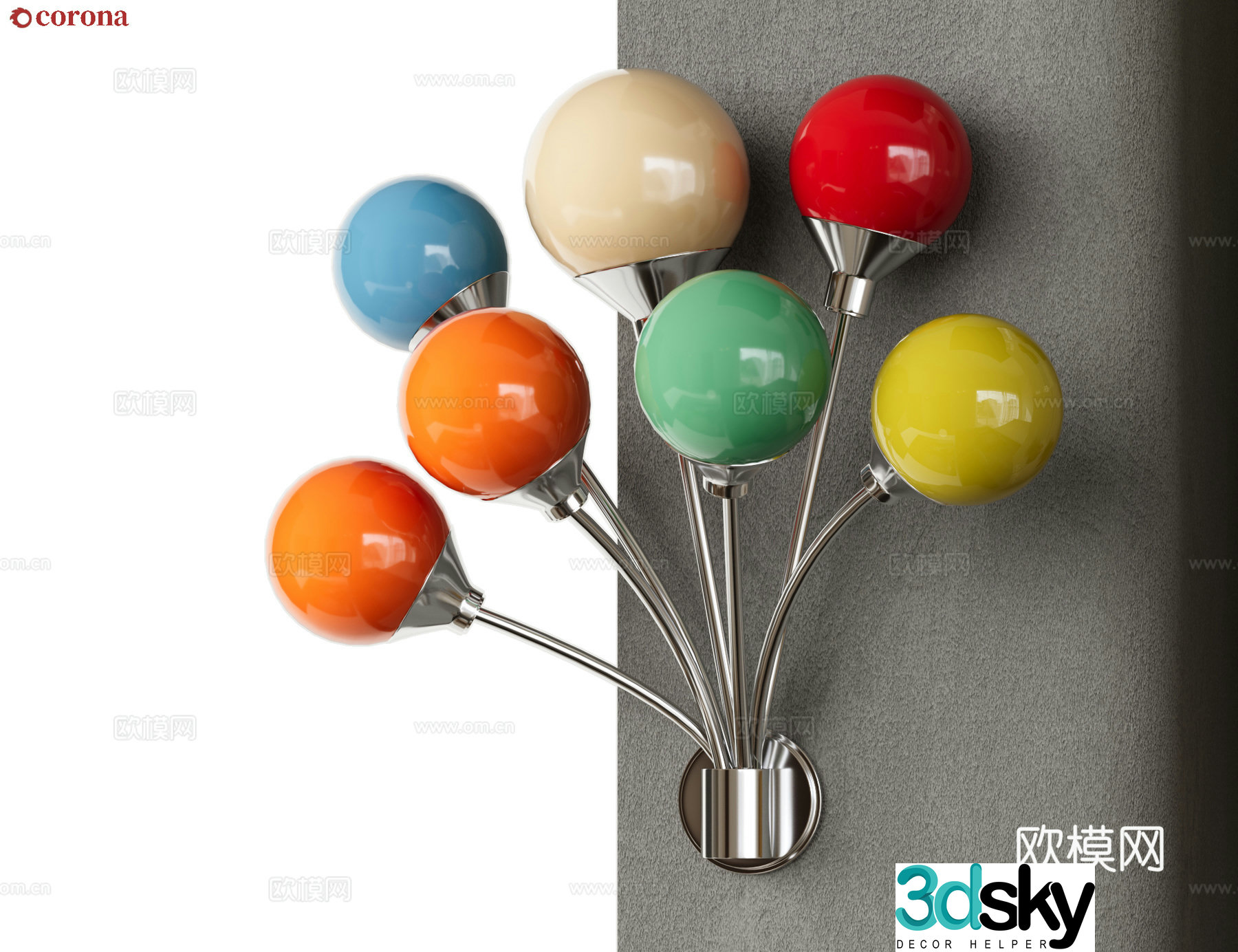 Colorful balloon wall lamp 3d model