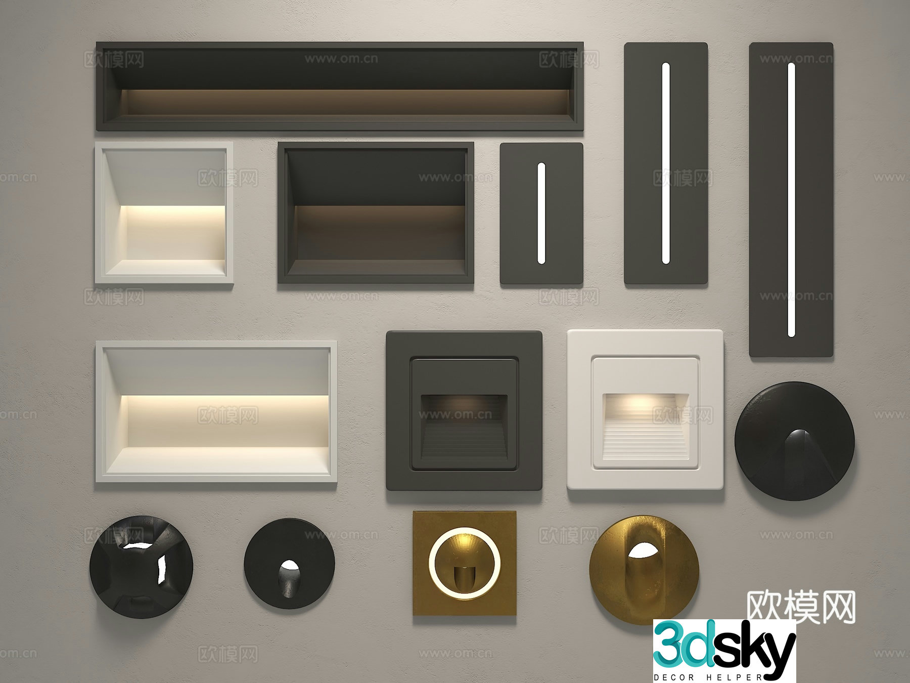 Modern staircase sensing lights stepping lights night lights infrared sensing lights foot 3D model