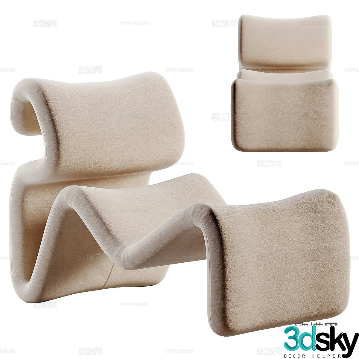 Sofa coffee table combination 3D model