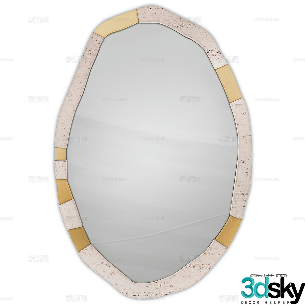 New Chinese style Wasabi decorative mirror 3D model