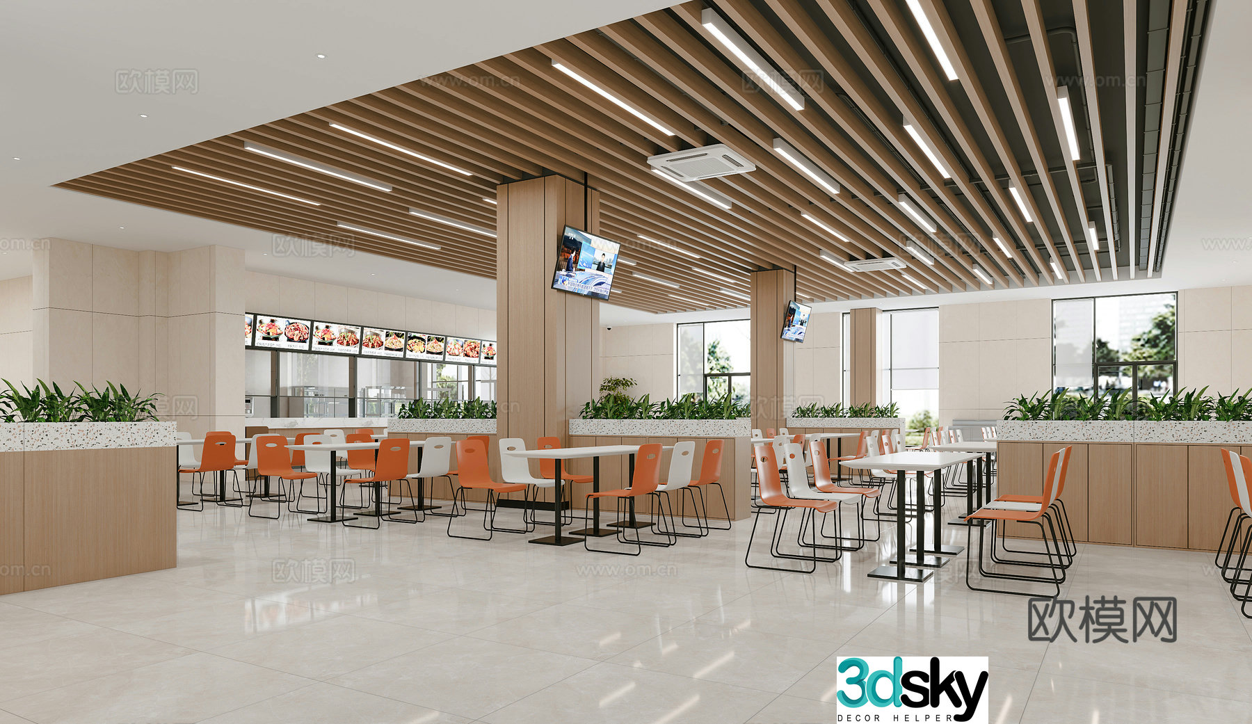 Modern canteen restaurant employee restaurant 3d model