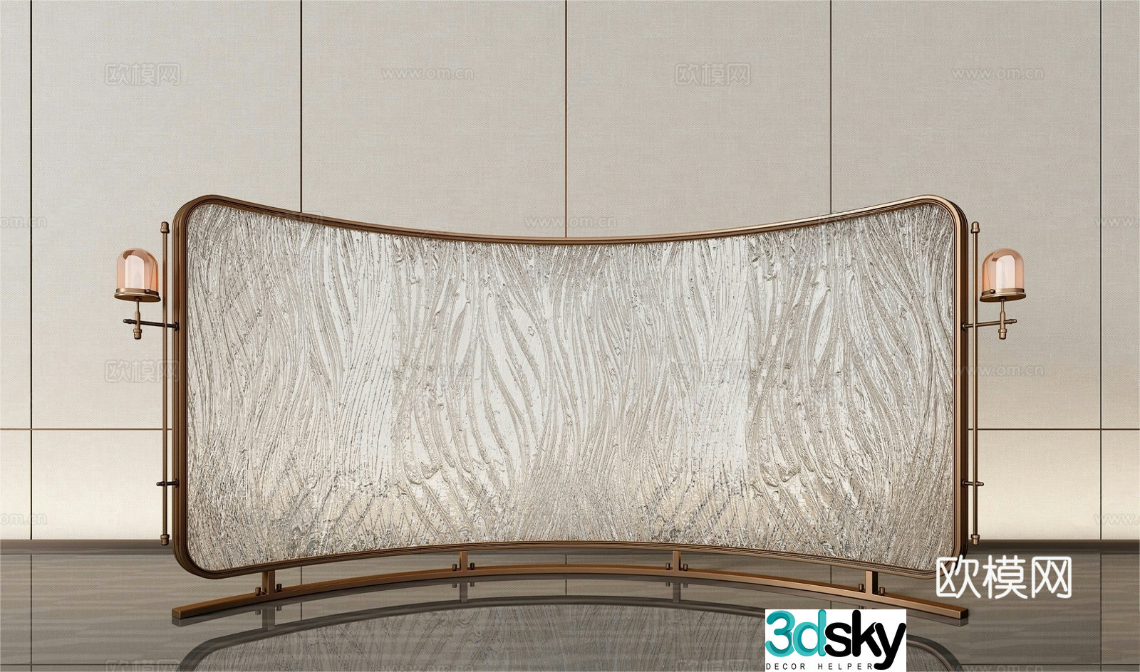 Italian light luxury screen wall light 3d model