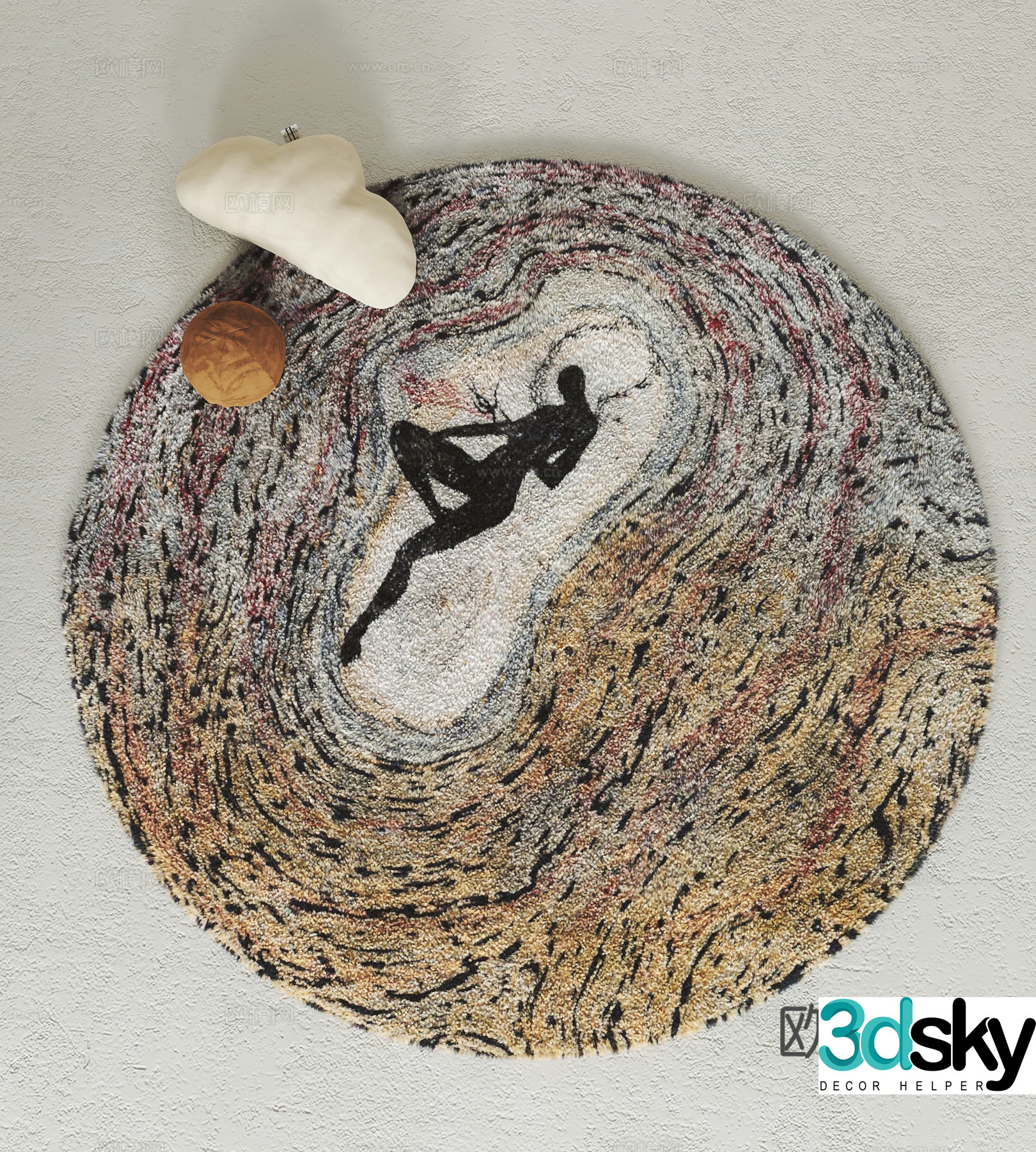 Modern carpet Plush carpet Pillow 3d model