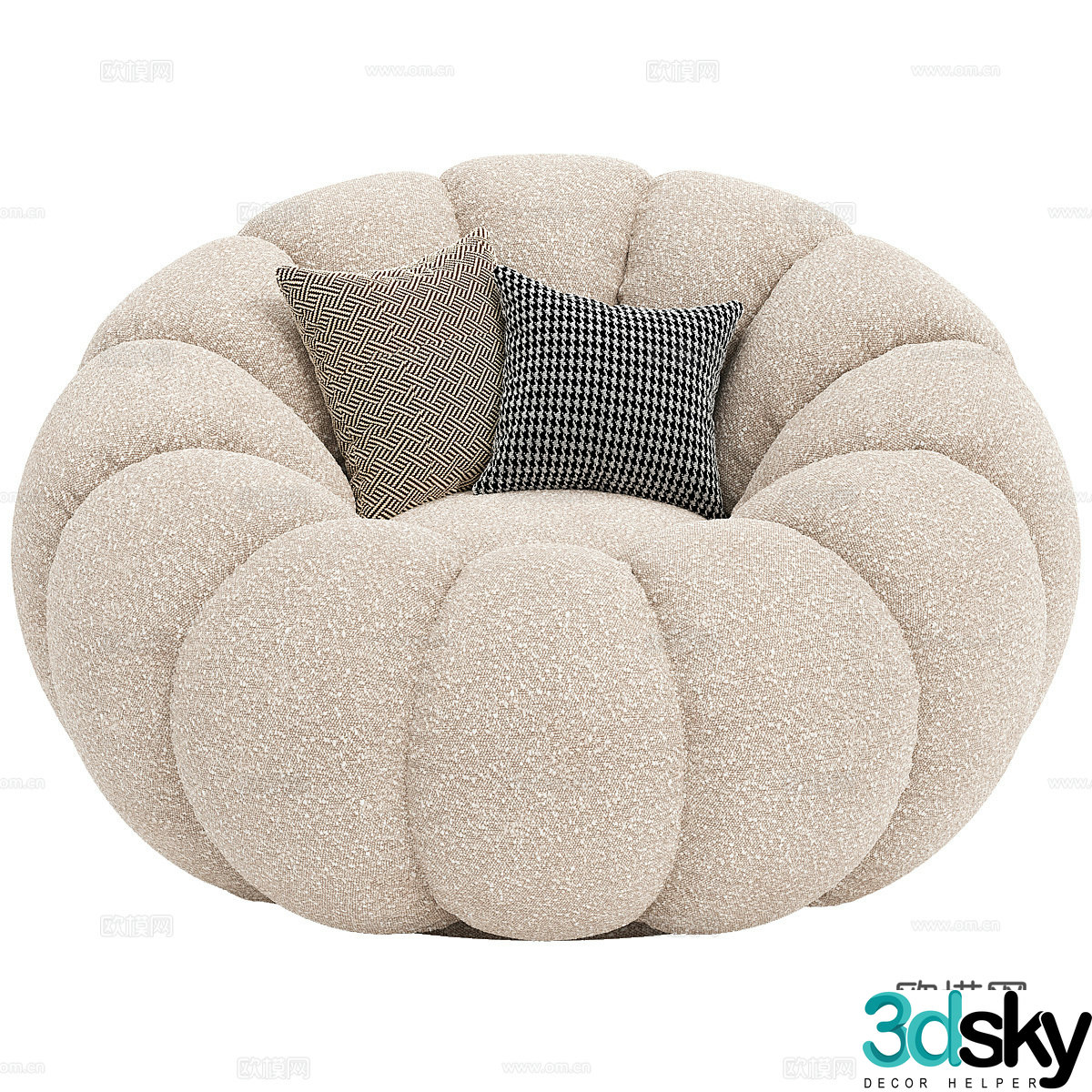Modern cream style casual sofa 3d model