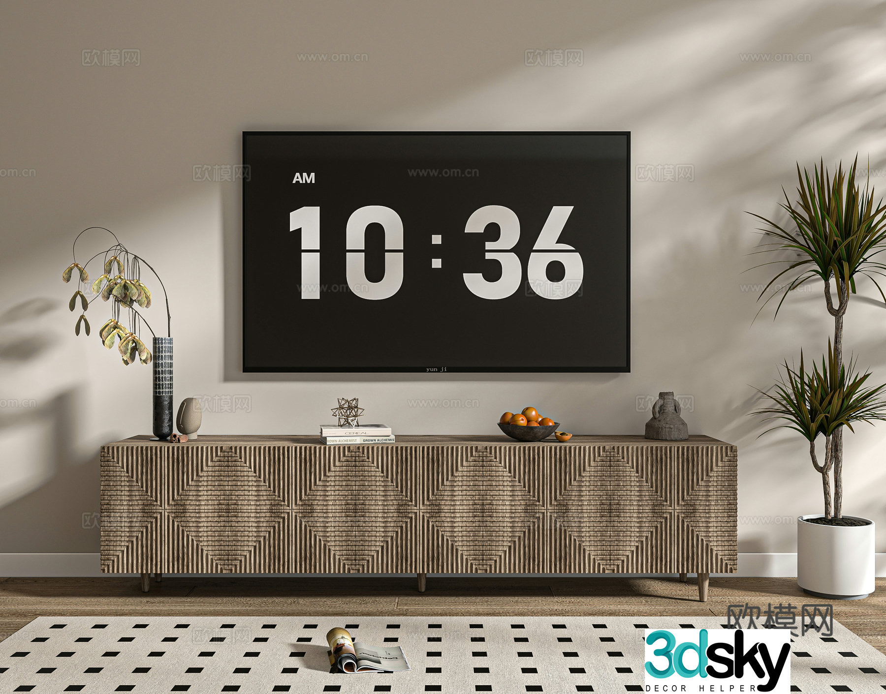 Middle-aged finished TV cabinet 3D model