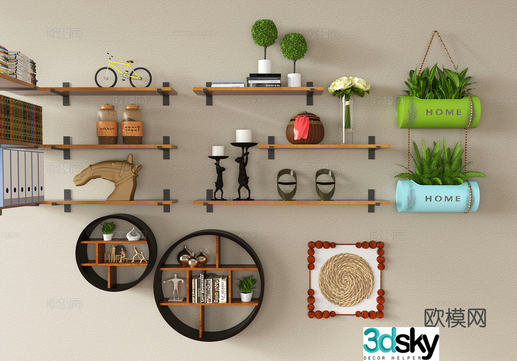 Modern pendant hanging board decorative hanging board green plants ornament ornament 3D model