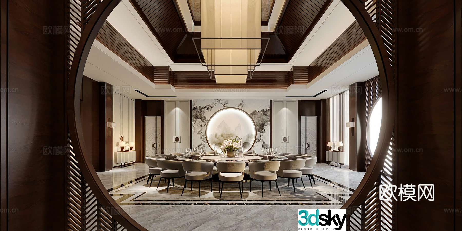 New Chinese-style large private room 3D model