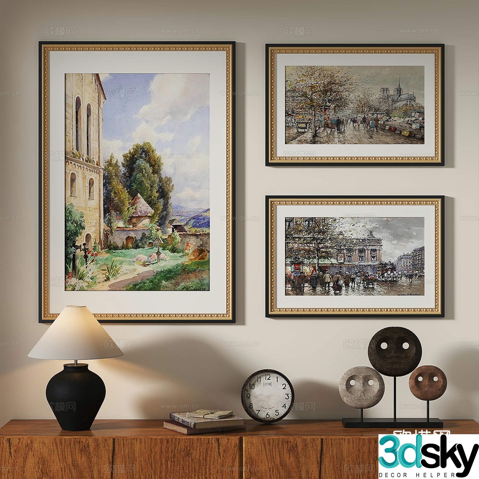 European classical French retro oil painting decorative painting 3d model