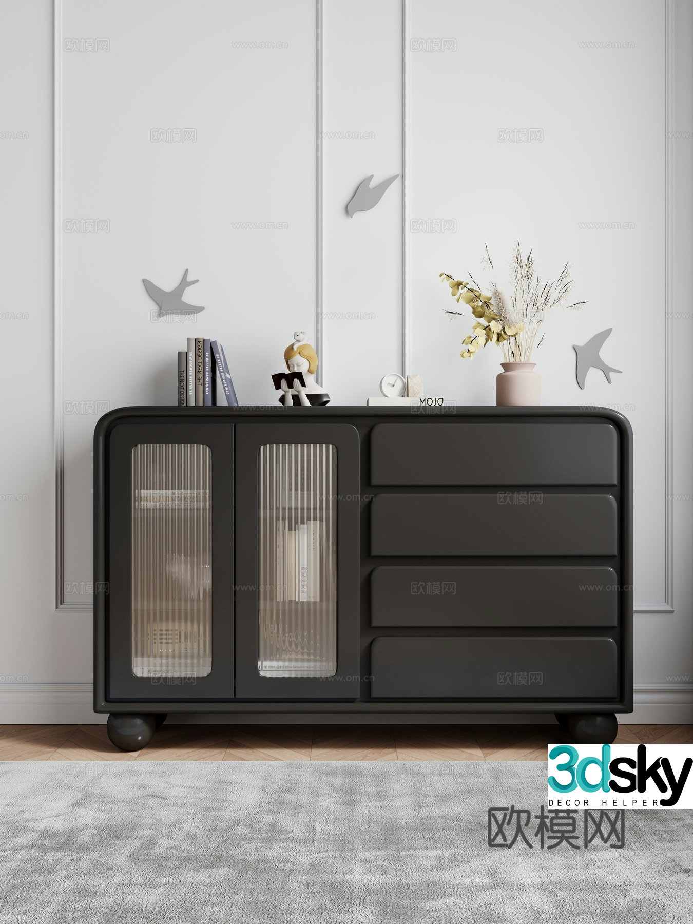 Modern chest of drawers side cabinet bedside cabinet storage cabinet entrance cabinet 3d model