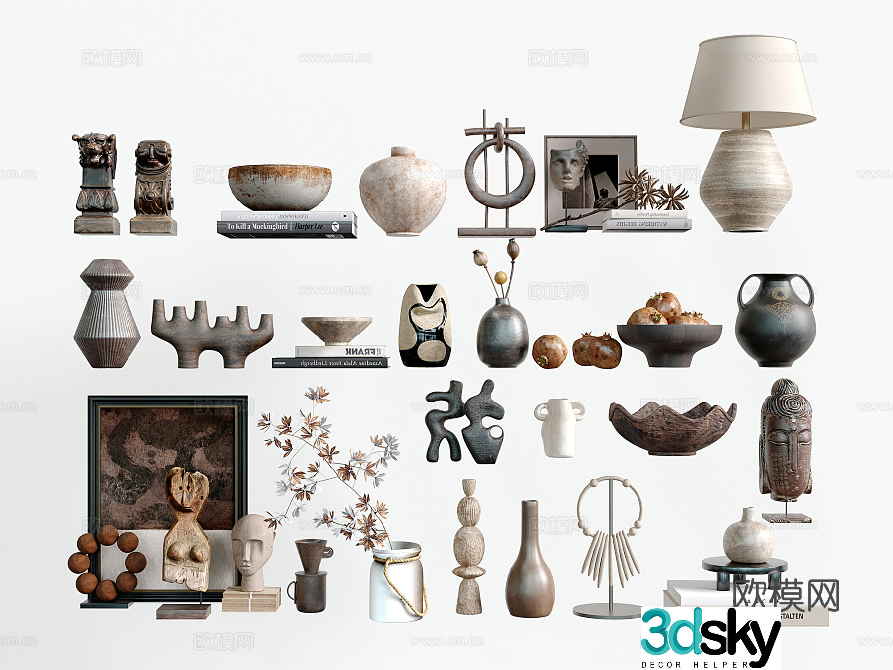 Wasabi Middle Style Ornamental Ornament Desk Lamp Handicraft Clay pot vase Sculpture 3D Model