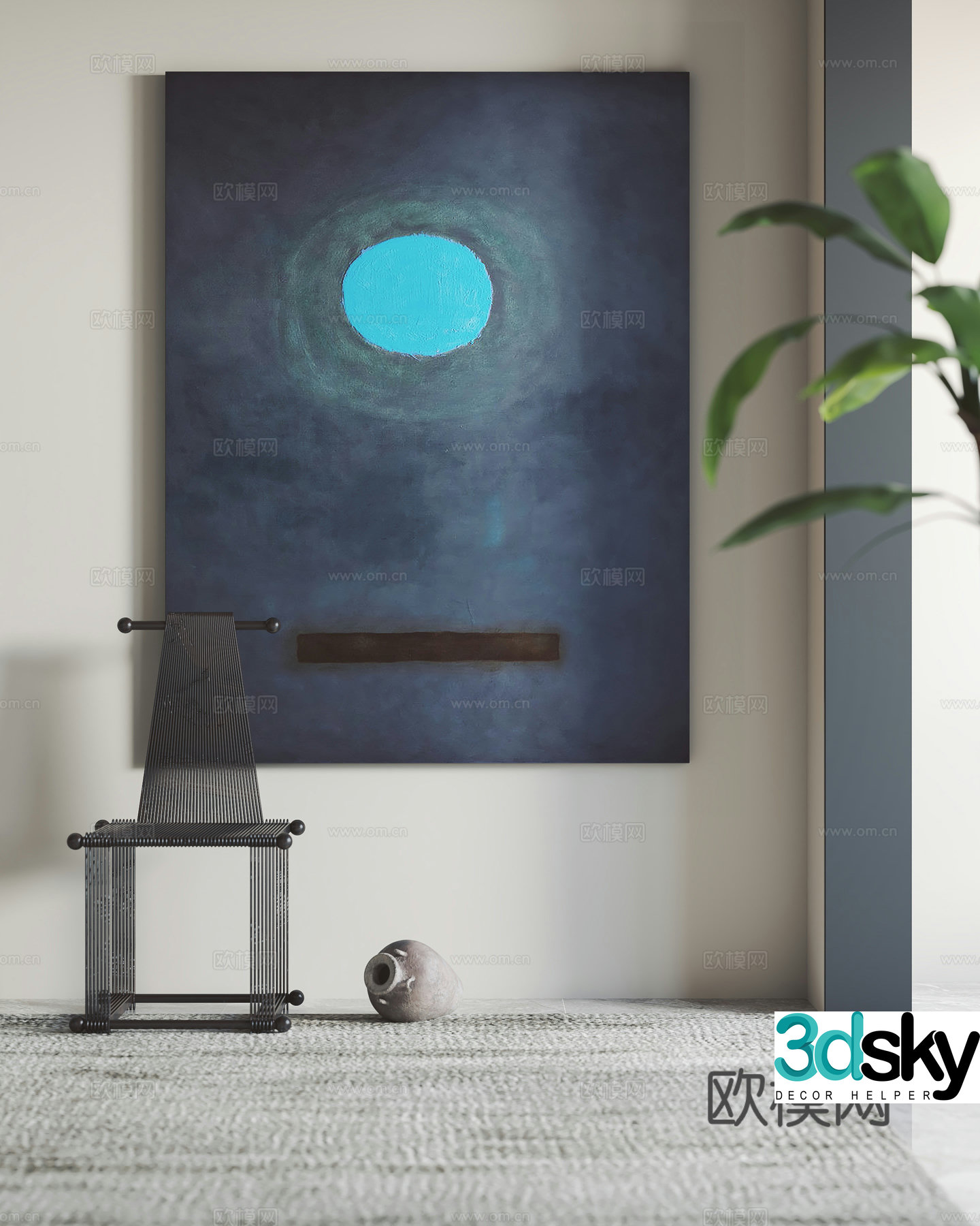 Modern decorative paintings hanging paintings leisure chair 3d model