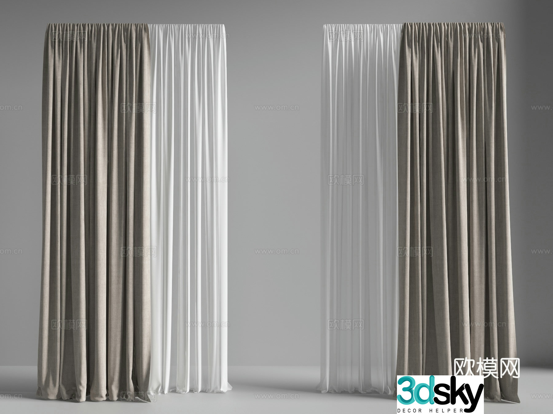 Curtains Modern Curtains Sub-color Curtains 3D Model