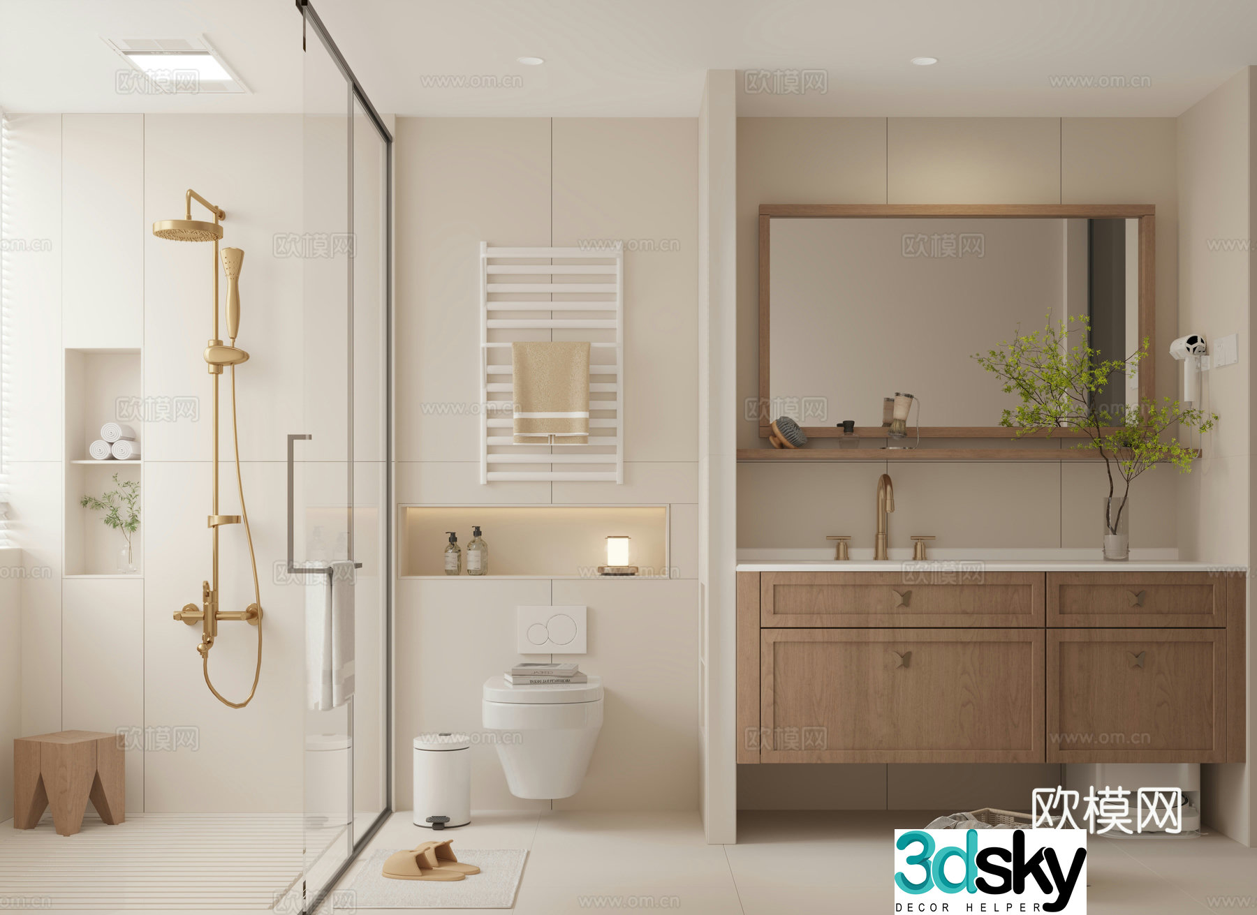 Bathroom French bathroom Modern American bathroom Log style bathroom Cream style sanitary 3D model