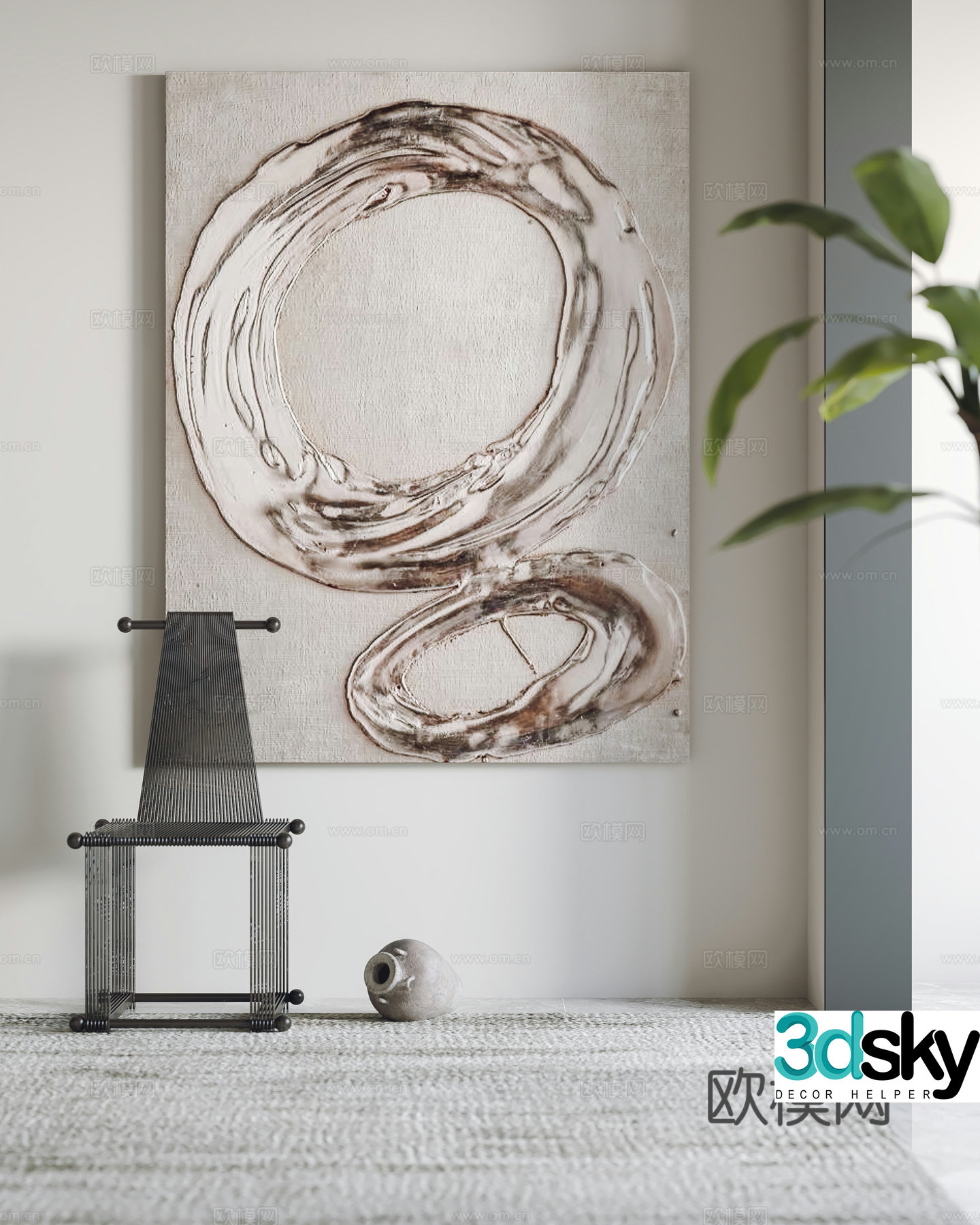 Modern decorative paintings hanging paintings leisure chair 3d model