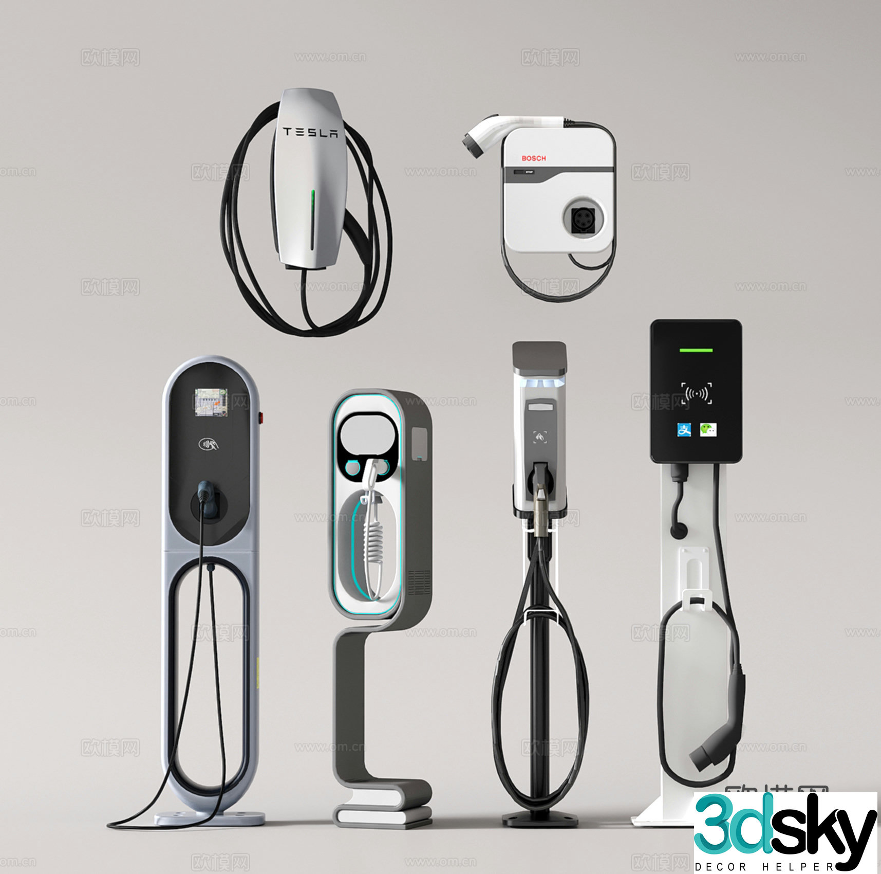 Modern charging piles Electric vehicle charging station New energy charging pile Shared charging pile 3D model