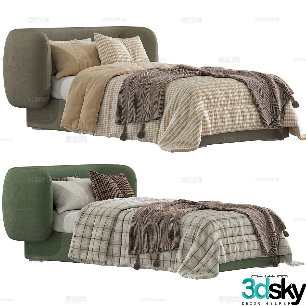 Modern Cream Style Children’s Bed 3D Model