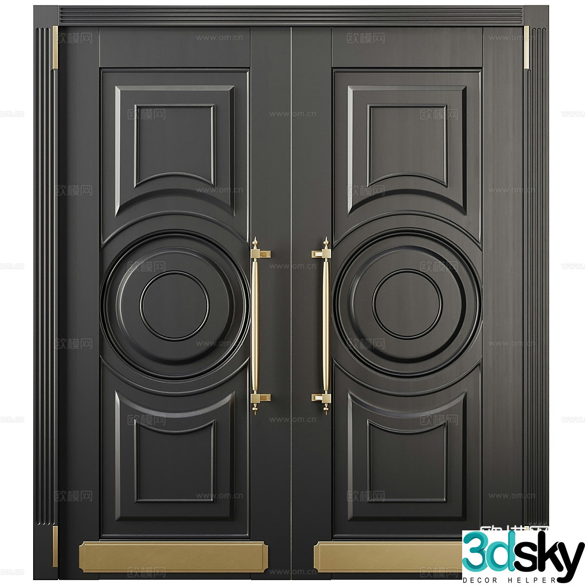 New Chinese style light luxury double door double door 3D model