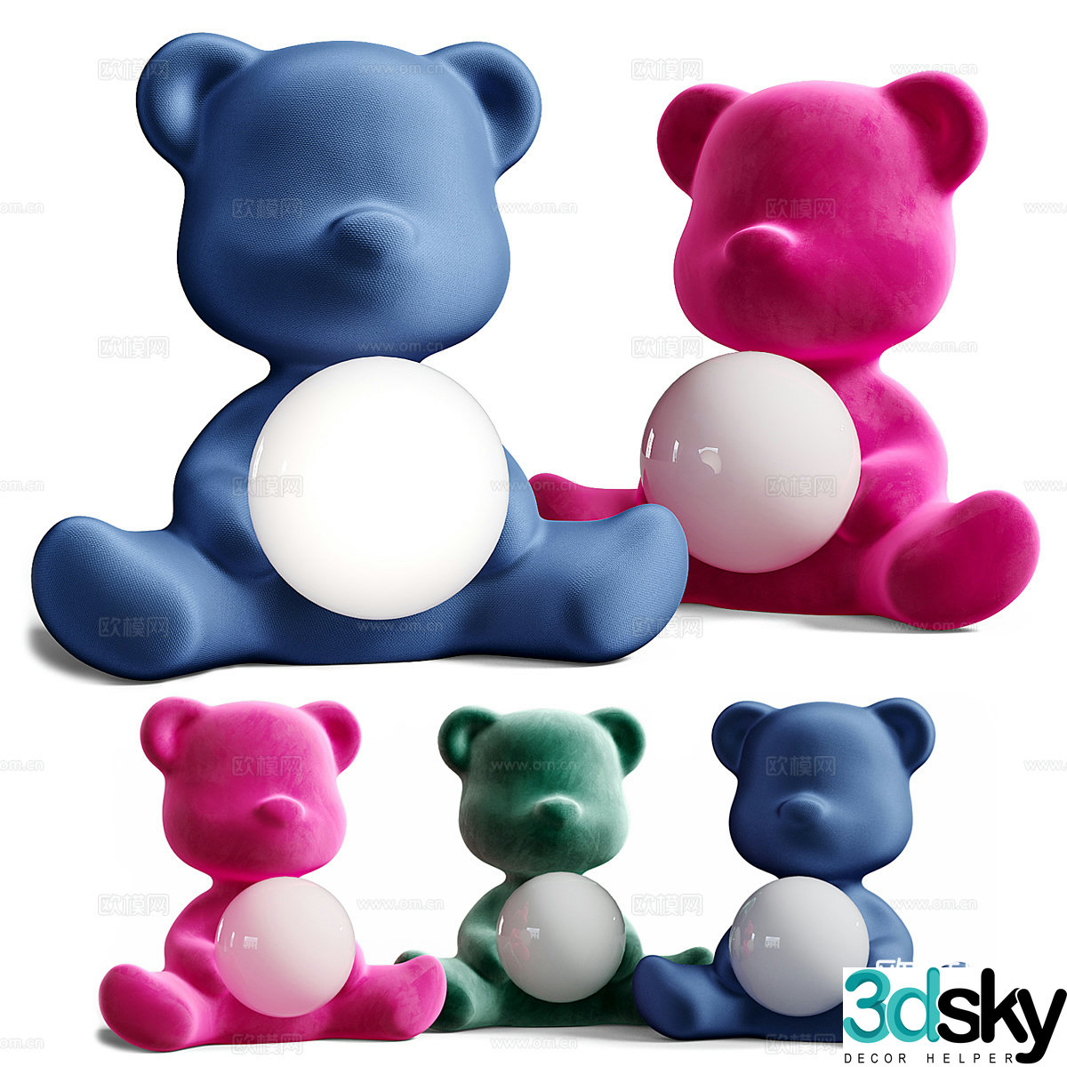Modern plush bear decorative light 3d model