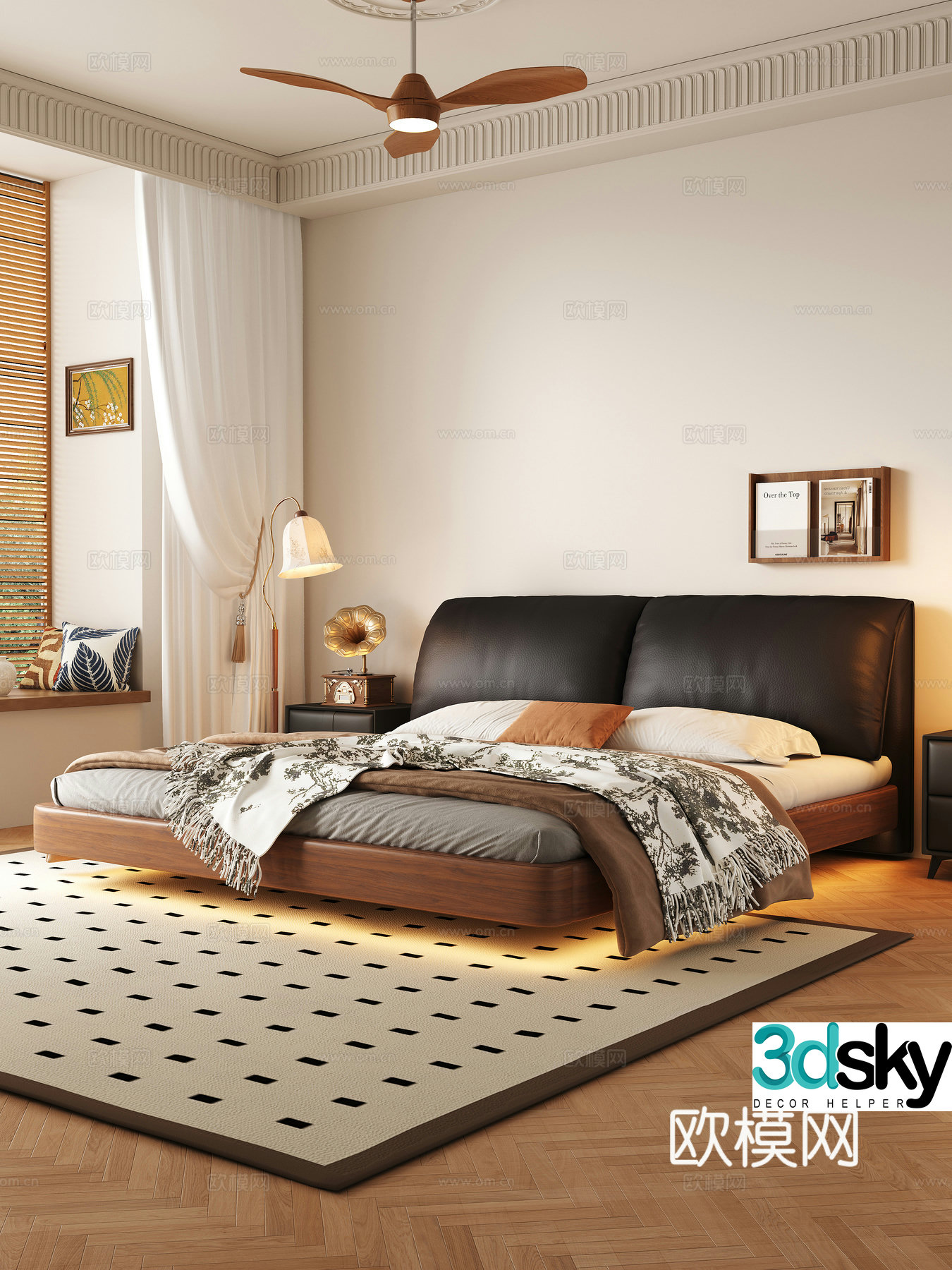 Modern medieval style suspended bed 3D model
