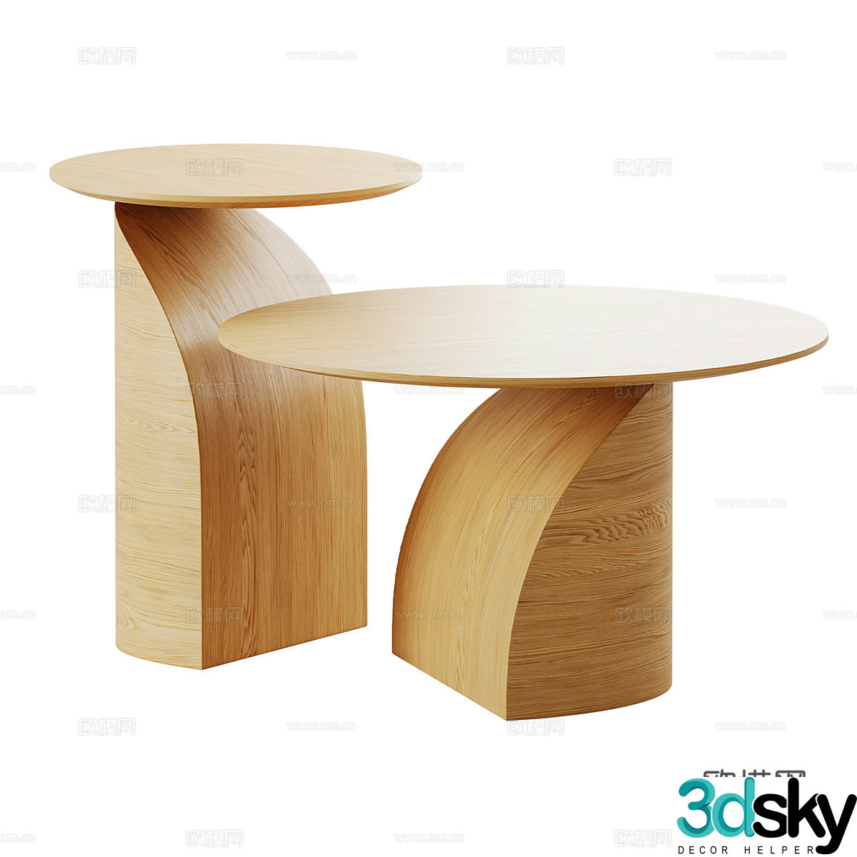 Modern corner table round table 3d model