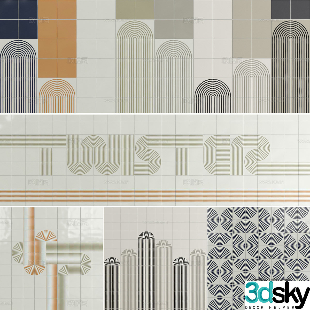 Modern cream style parquet tiles 3d model