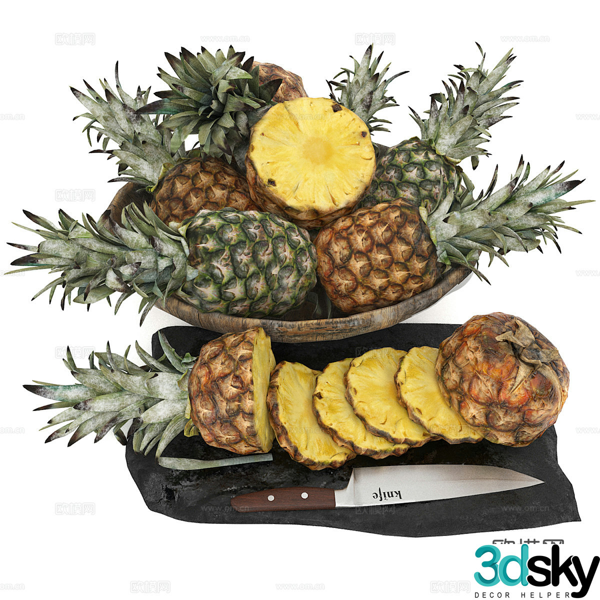 Pineapple fruit platter 3d model