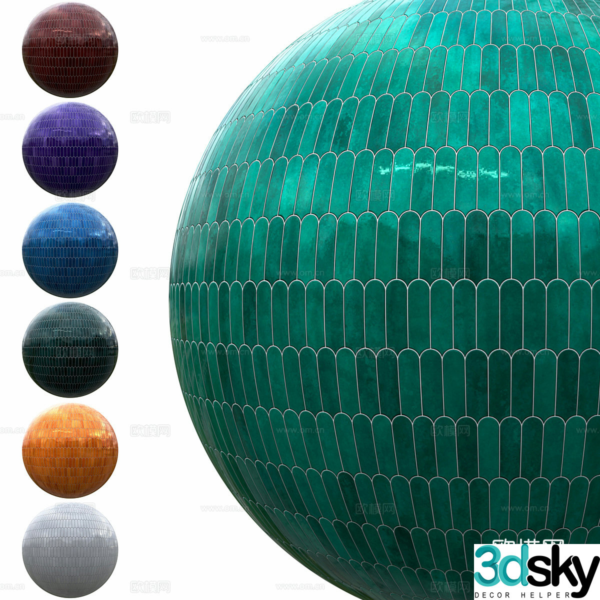 Modern ceramic tiles glazed tiles flower tiles 3d model