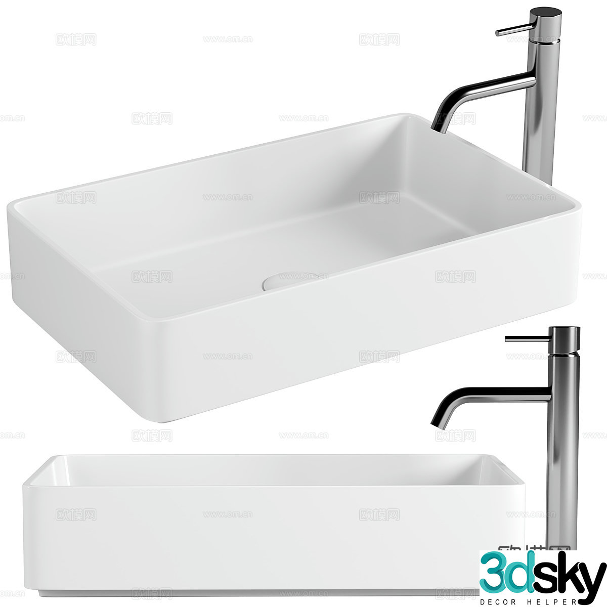 Modern minimalist ceramic washbasin washbasin 3D model