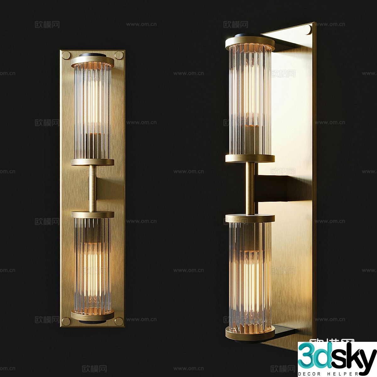 New Chinese style light luxury decorative wall light 3D model
