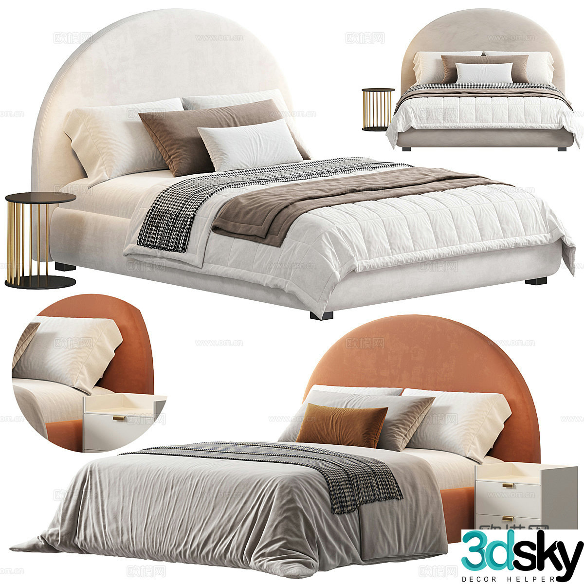 Modern cream style fabric children’s bed 3D model