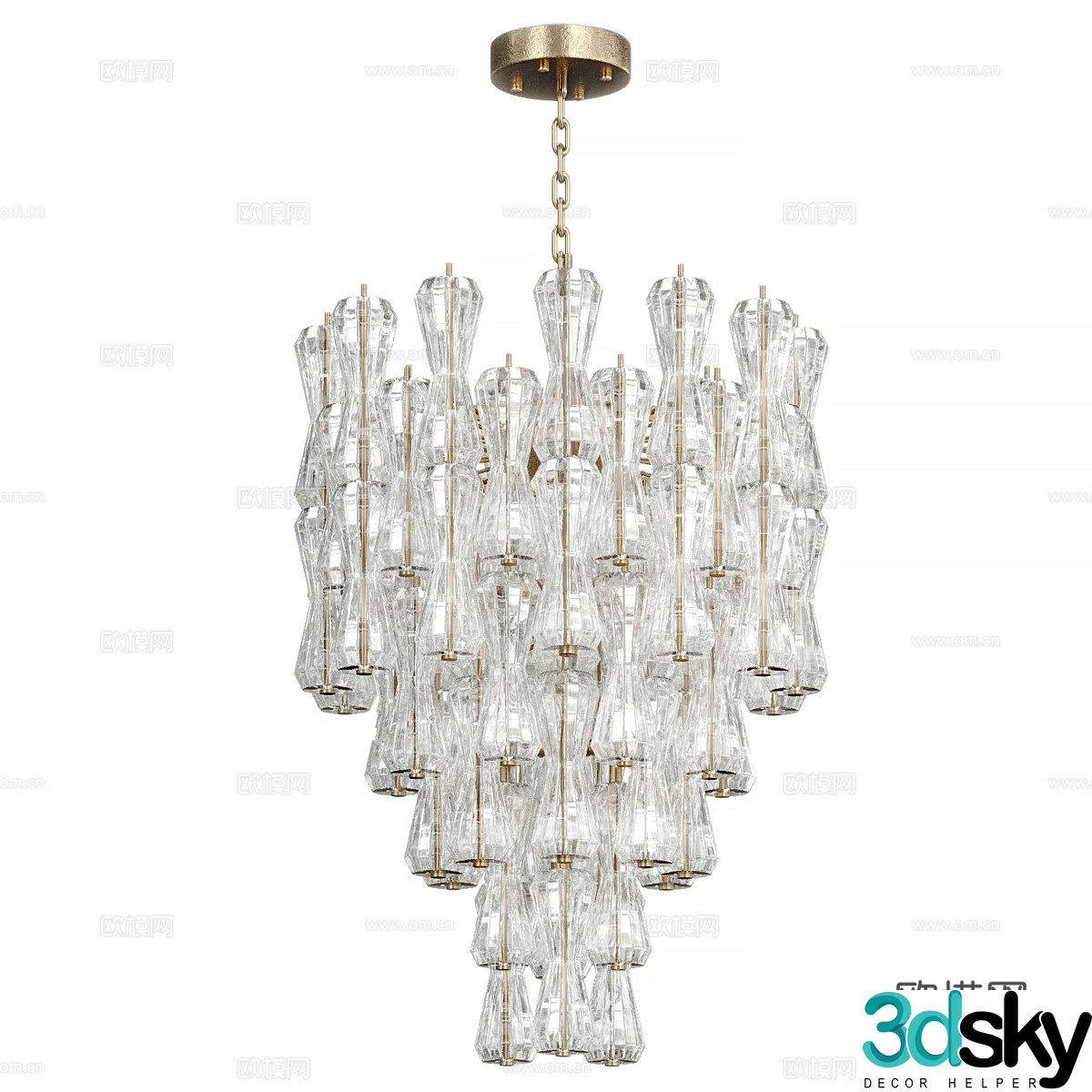 New Chinese style light luxury crystal decorative chandelier 3D model