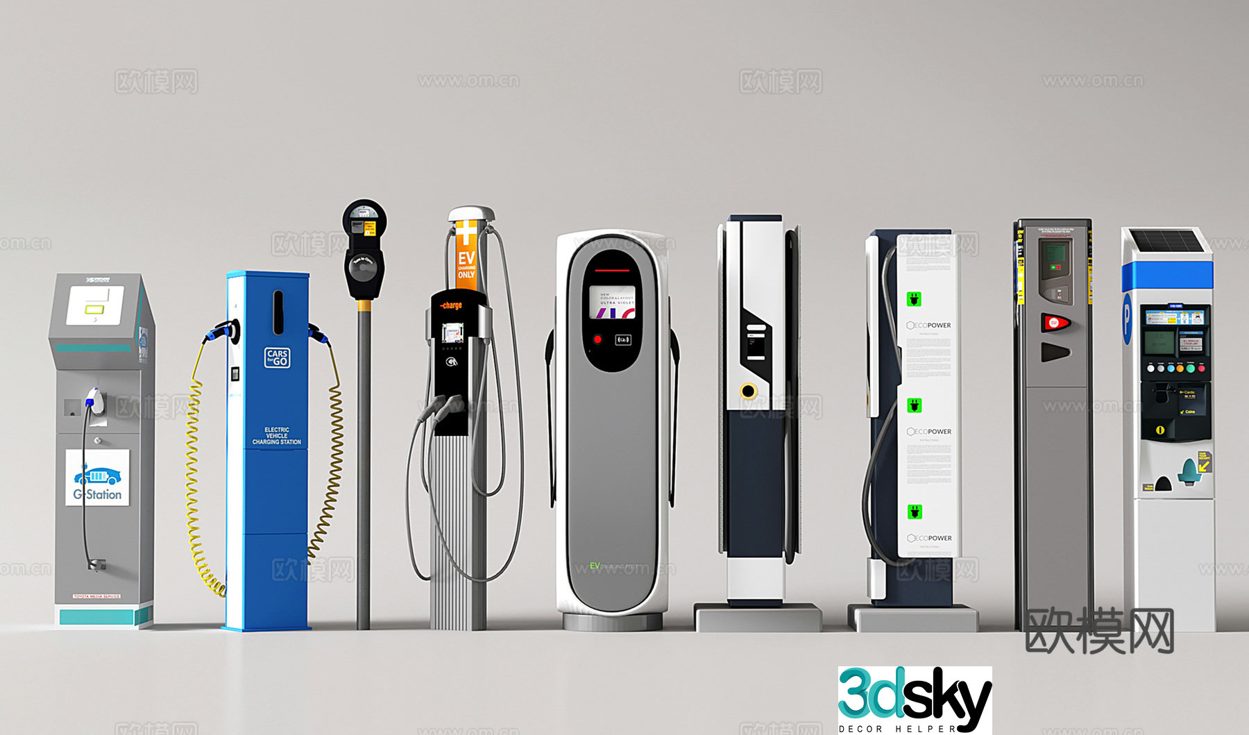 Modern charging piles Electric vehicle charging station New energy charging pile Shared charging pile 3D model