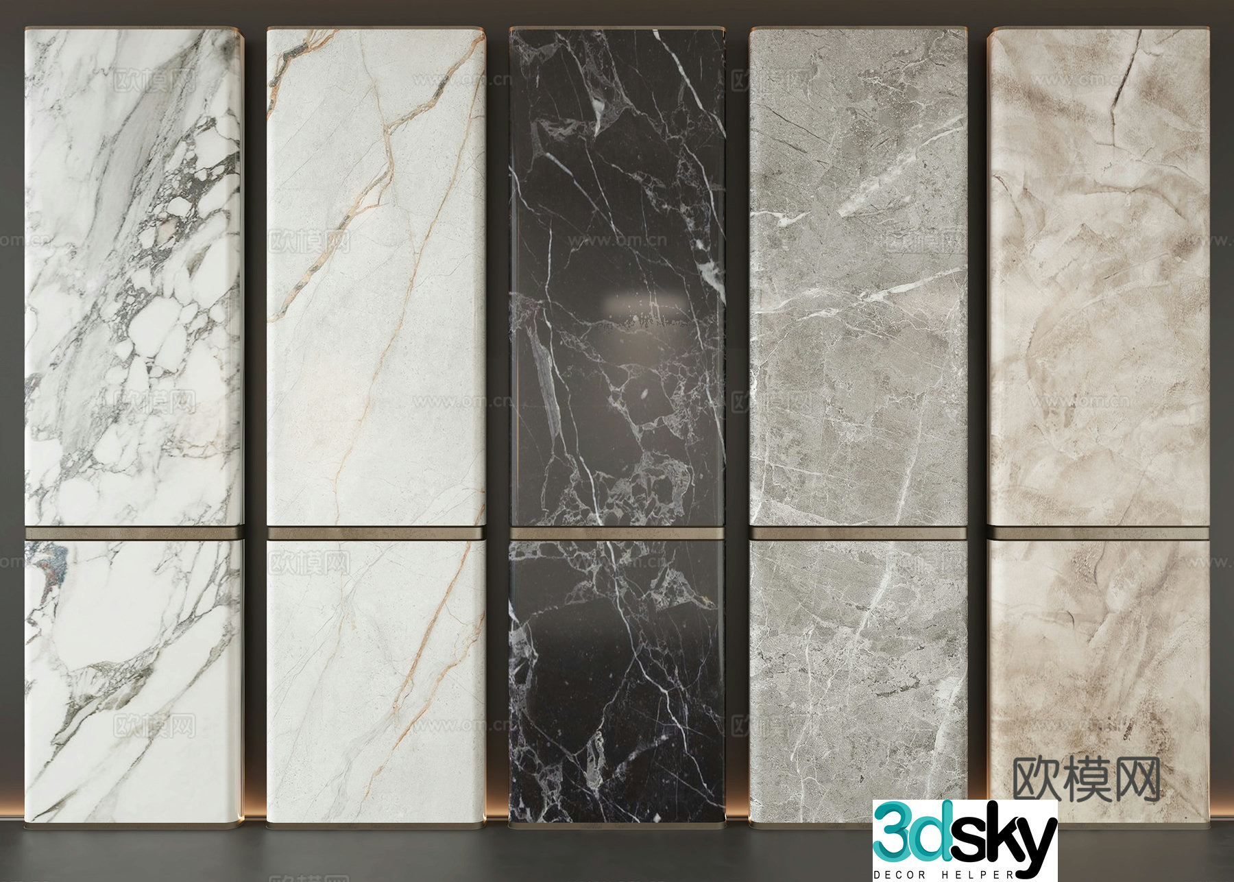 Modern marble wall panel 3d model