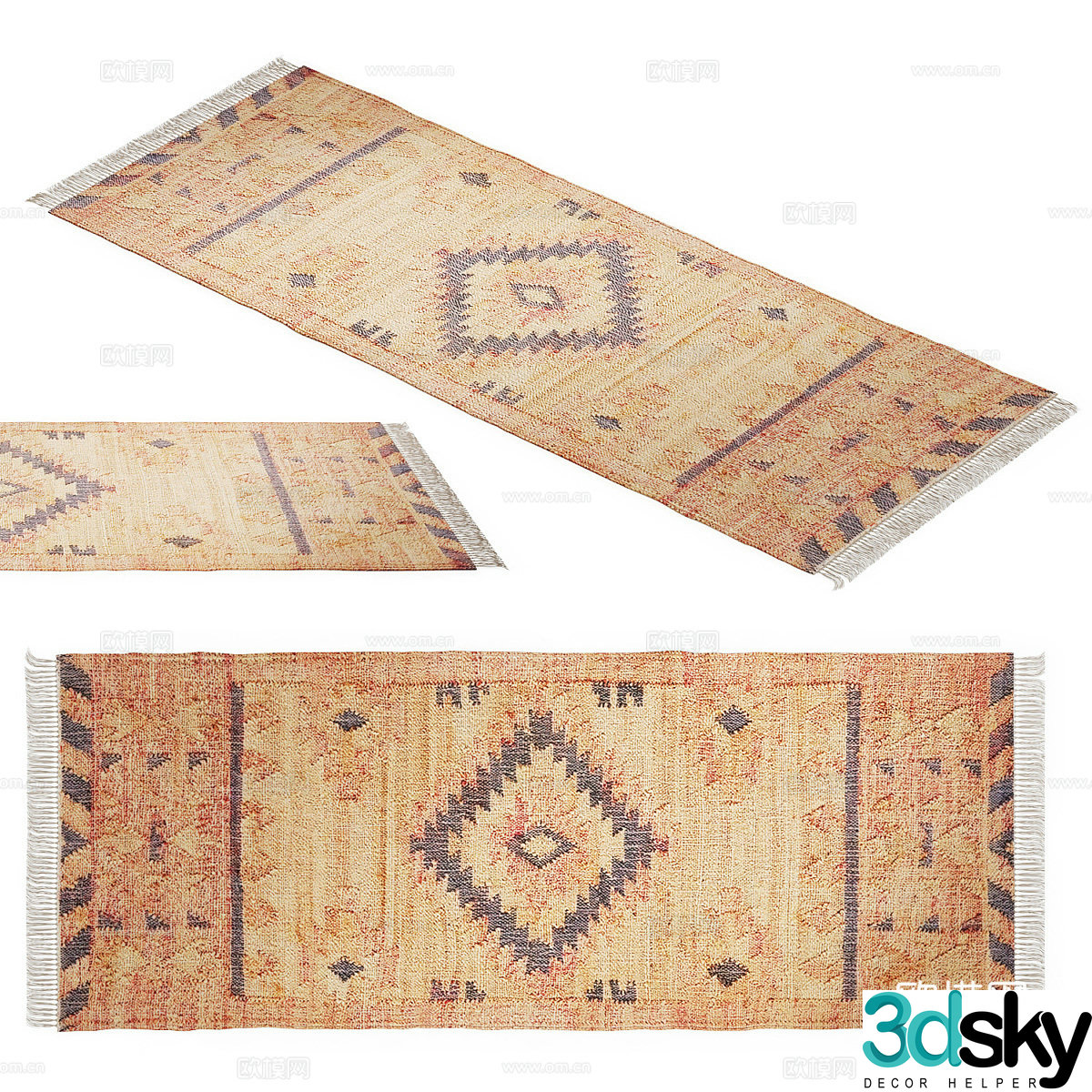 American retro Navaja Corridor carpet 3d model