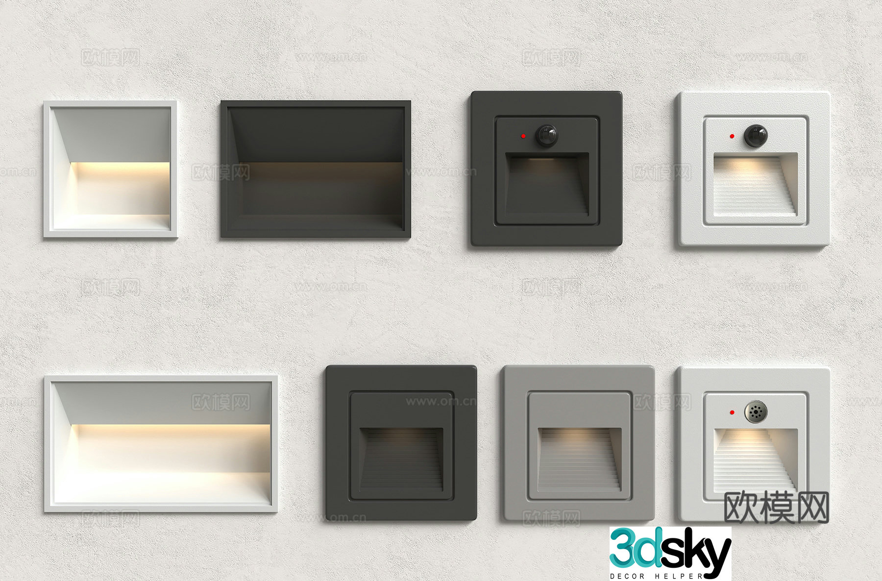 Modern staircase sensing lights stepping lights night lights infrared sensing lights foot 3D model