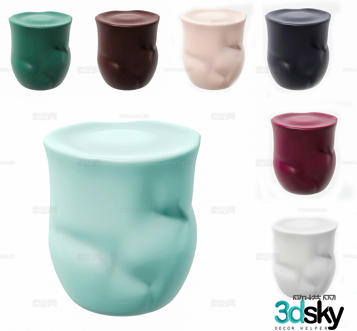 Modern Italian light luxury Canova stool 3d model