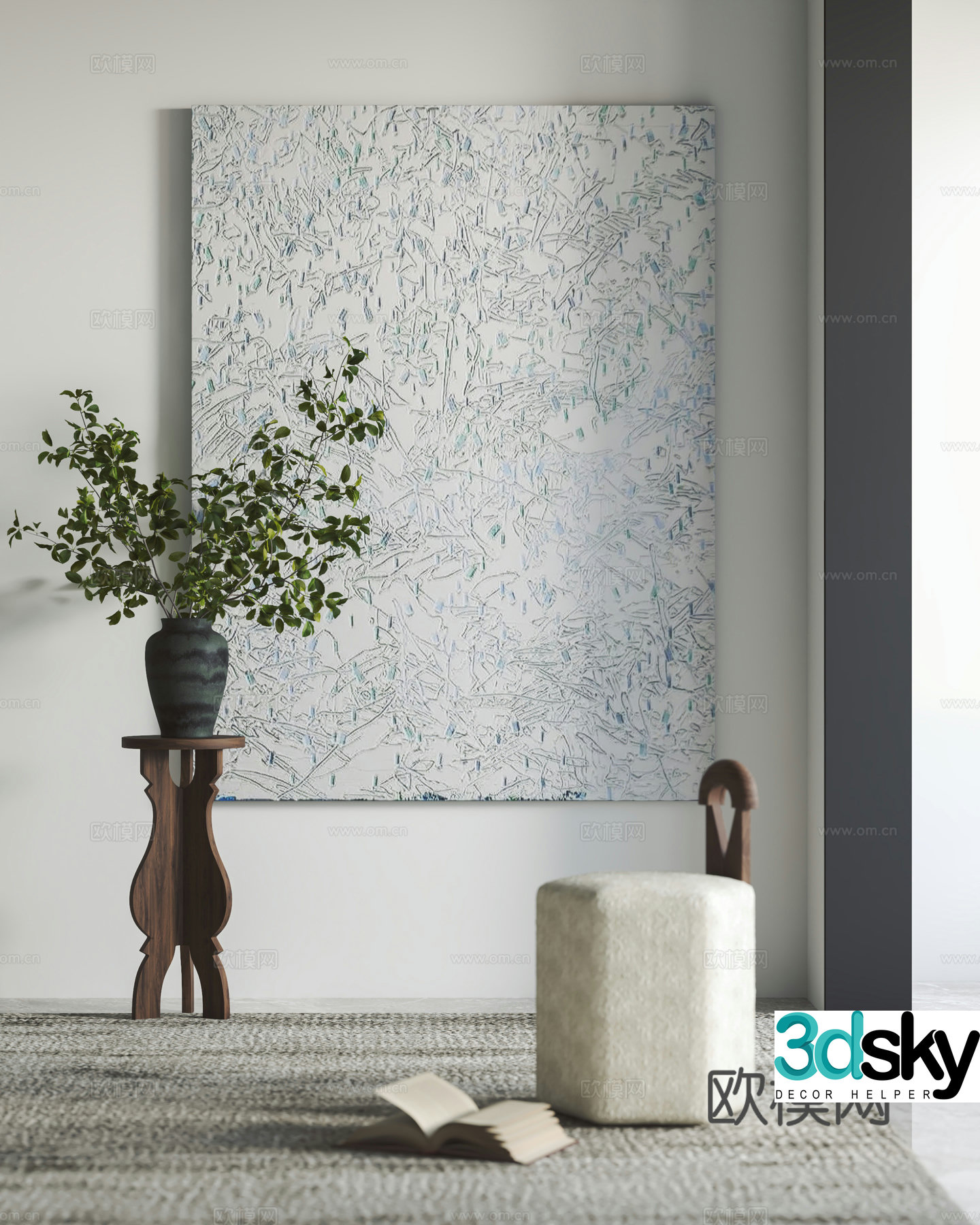 Modern decorative paintings hanging paintings corners ornaments stools 3D model