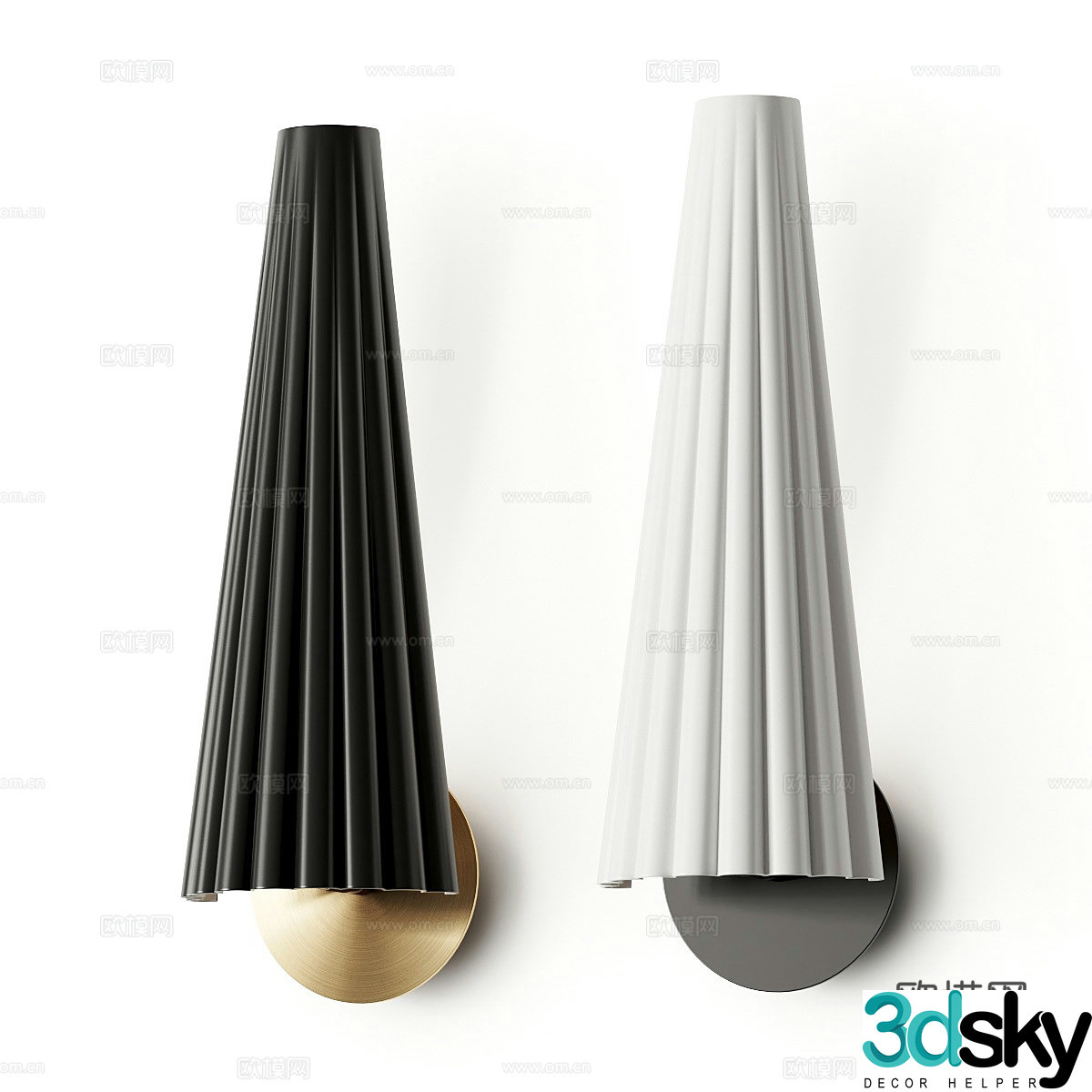 New Chinese style light luxury umbrella metal wall lamp 3D model