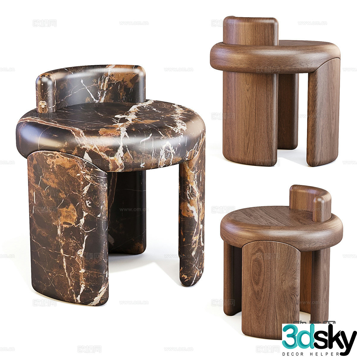 New Chinese style Wasabi Kafa stool 3D model
