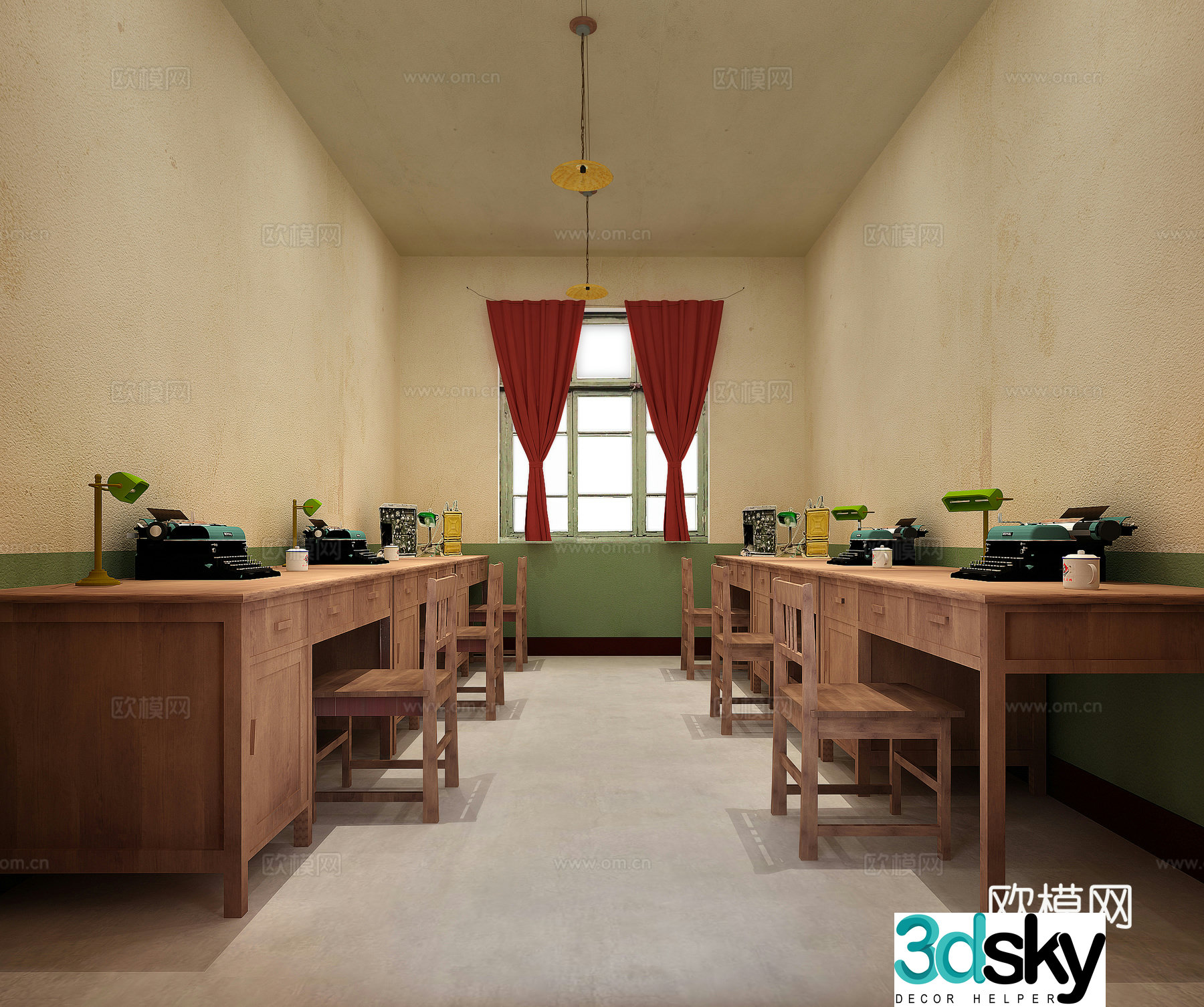 Vintage architecture retro building telephone intelligence agency 3d model