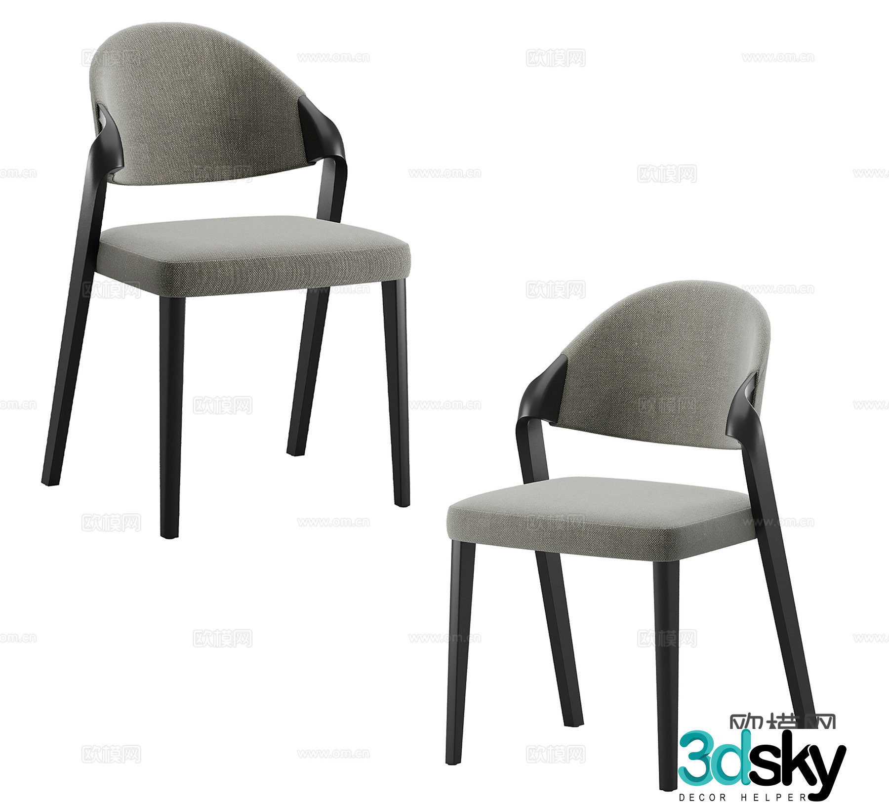 Modern single chair dining chair 3d model
