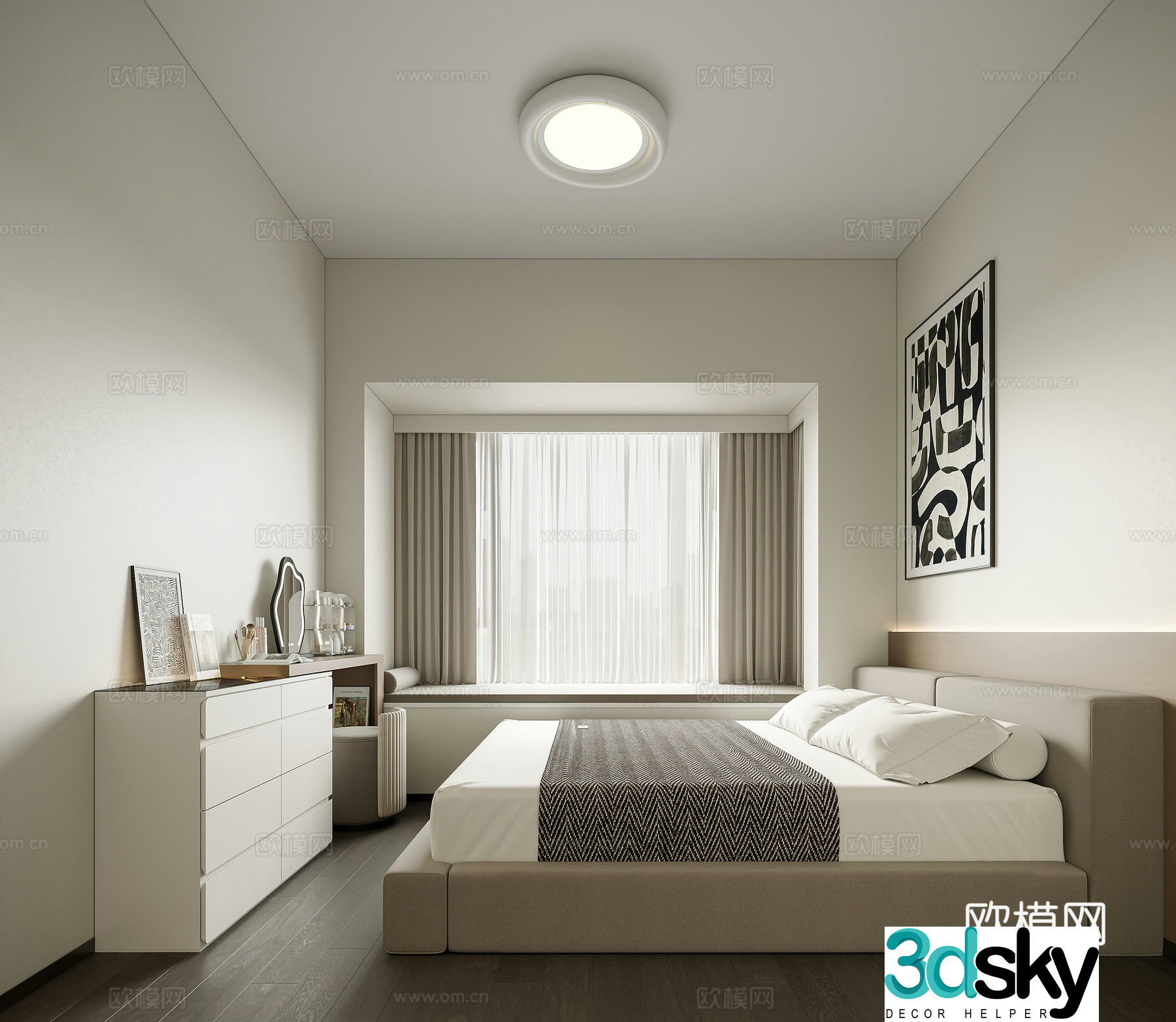 Modern master bedroom 3d model