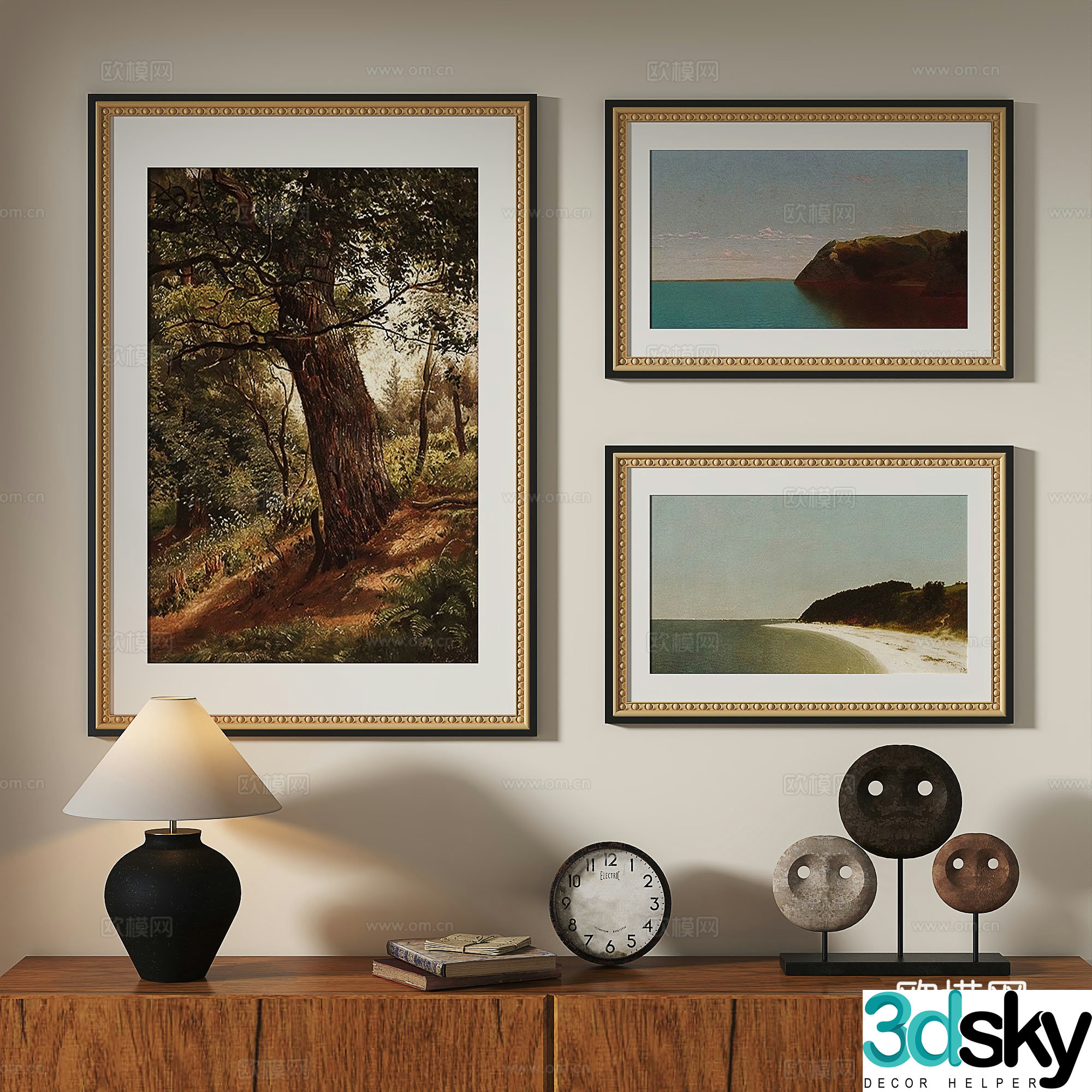 European classical French retro oil painting decorative painting 3d model