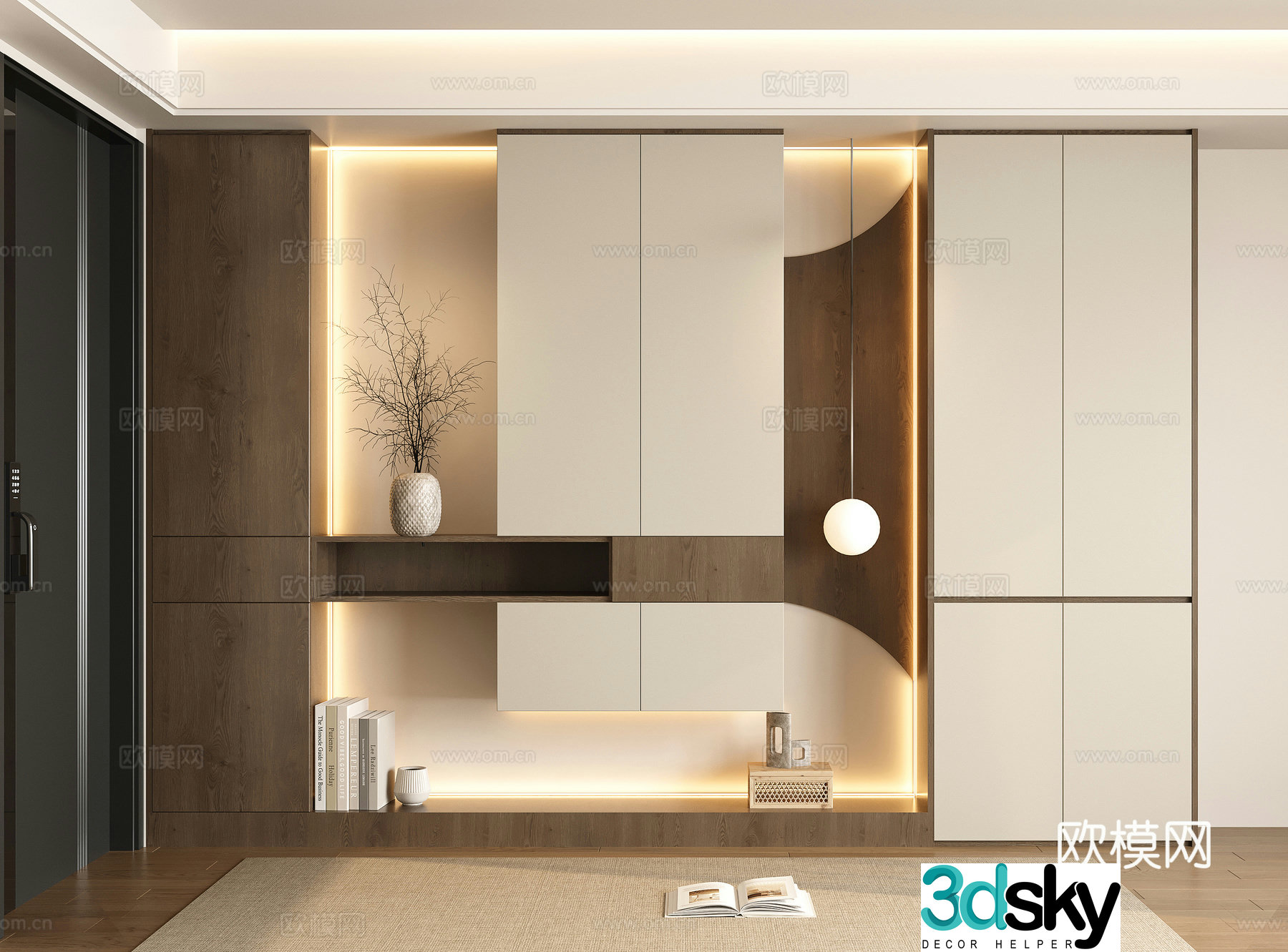 Modern home entrance shoe cabinet decorative shoe cabinet partition cabinet 3D model