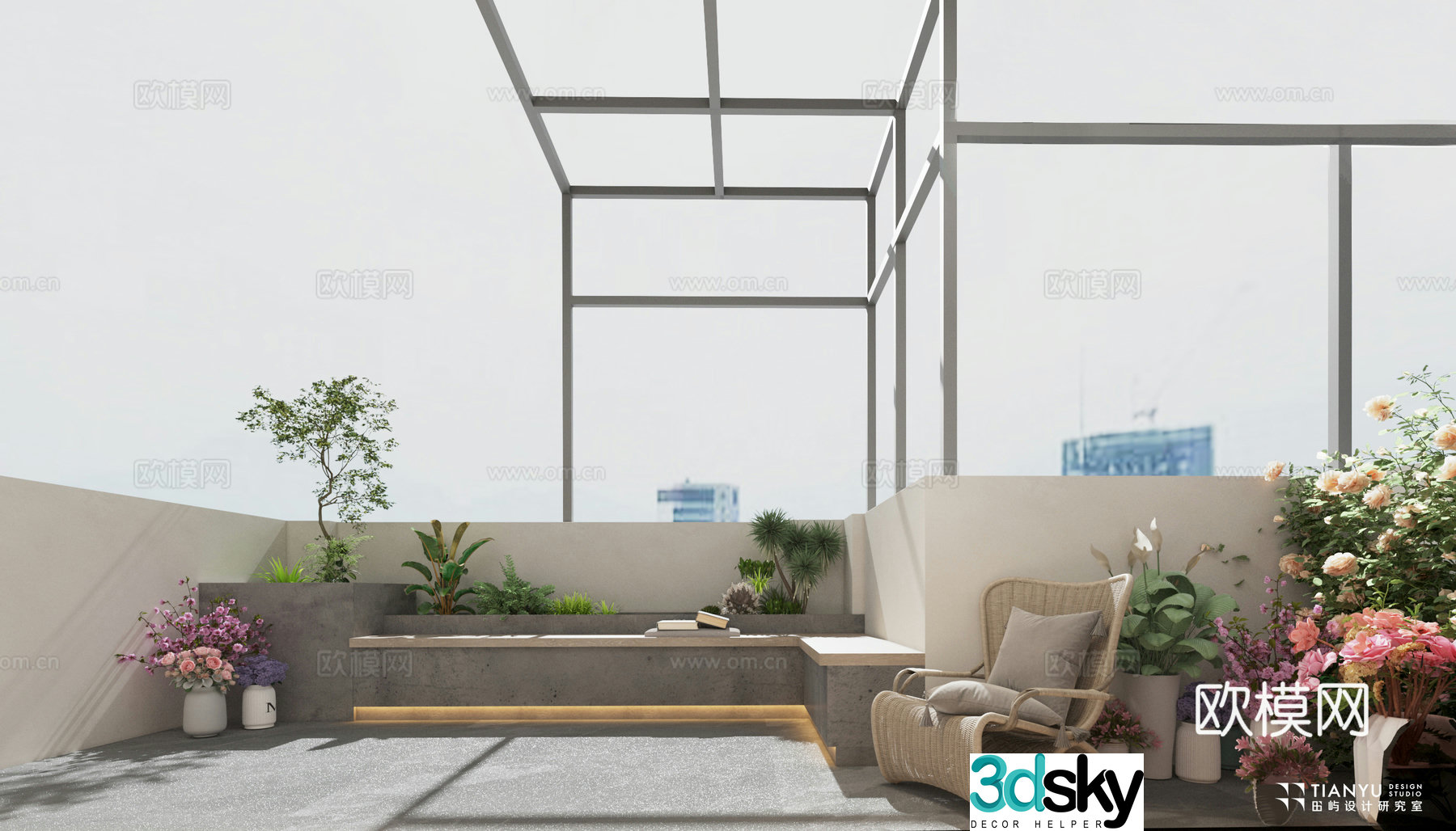 Modern garden landscape 3d model