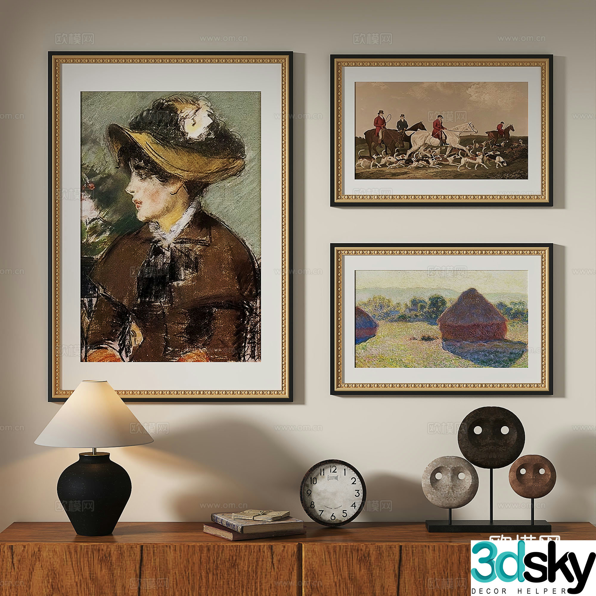 European classical French retro oil painting decorative painting 3d model