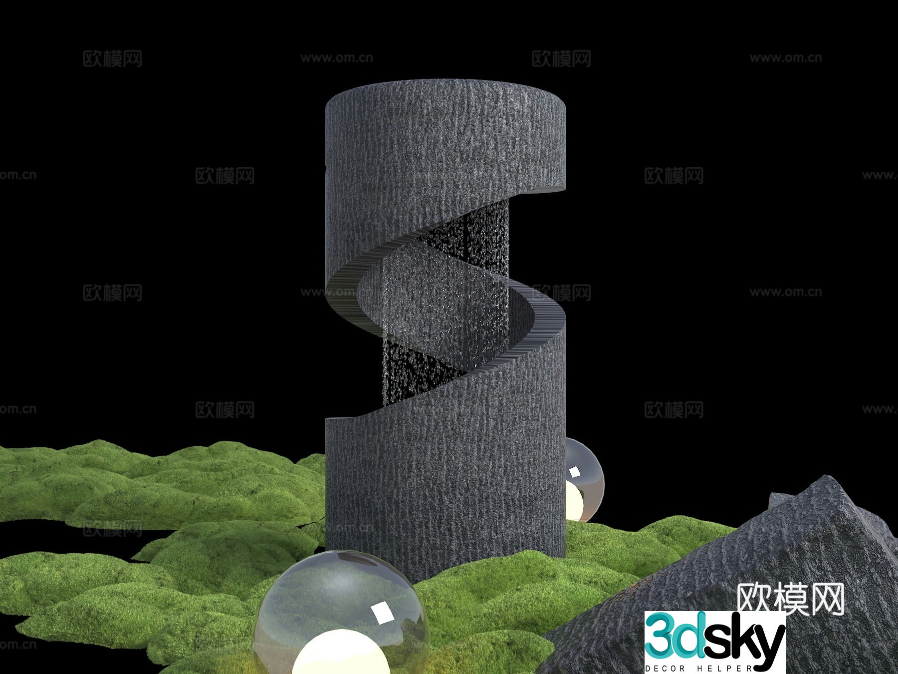 Landscape sketch Landscape waterscape sketch ornaments Chinese courtyard sketch Ornaments sculpture 3D model
