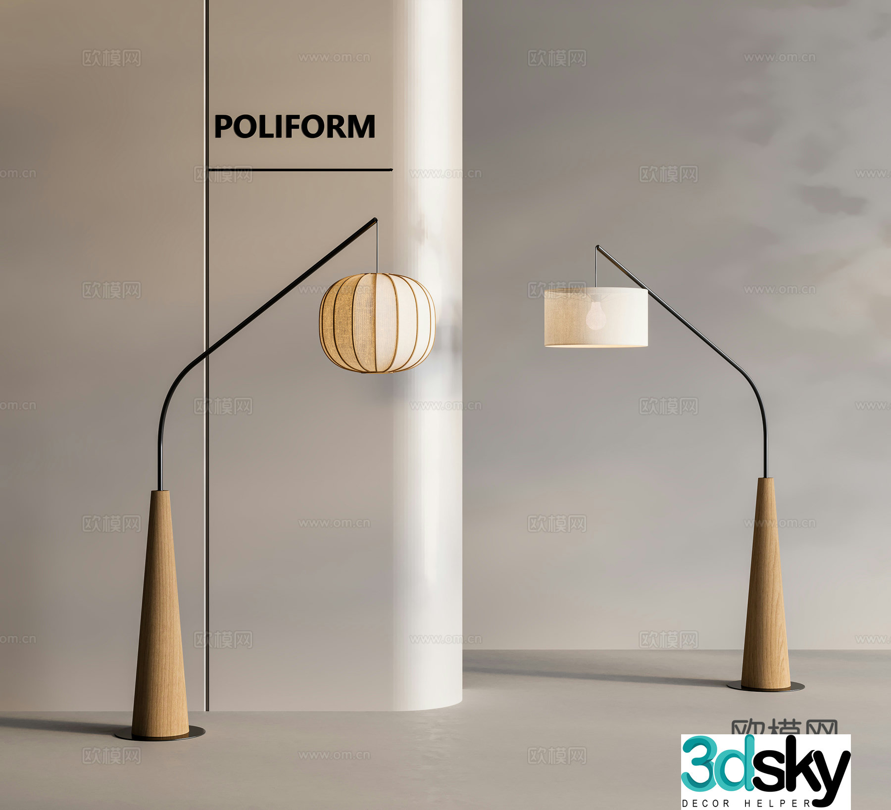 New Chinese style Chinese floor lamp Medium floor lamp Fishing lamp 3D model